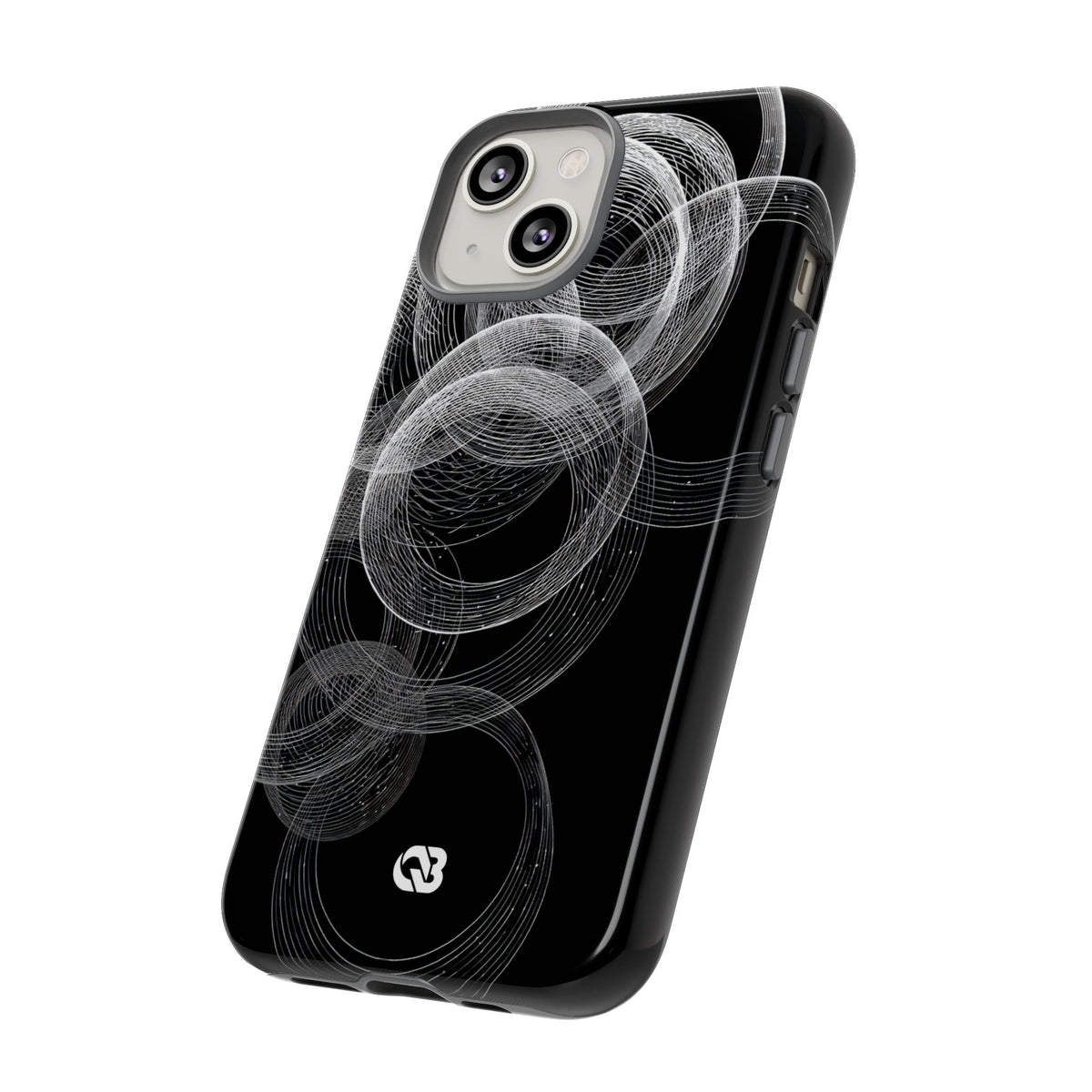 Black Tough Phone Case for iPhone - Kinetic Wireframe Orbit