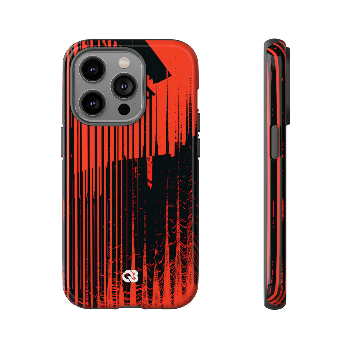 Red Tough Phone Case for iPhone - Crimson Brutalist Distortion
