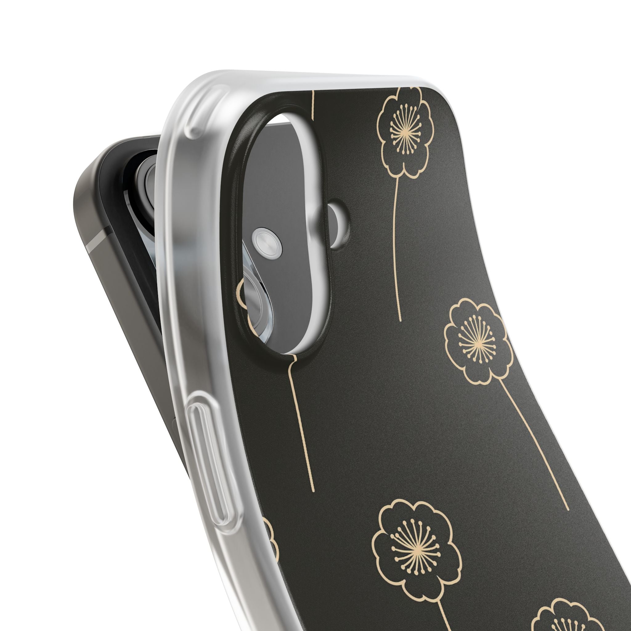 Black Lite Phone Case for iPhone - Obsidian Sand Petals