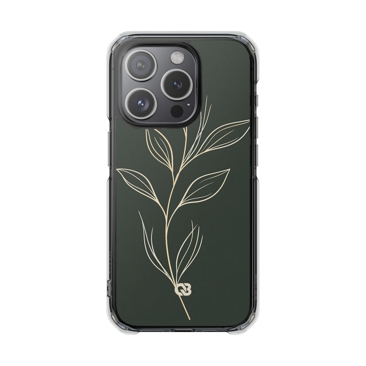 Minimal Botanical Stem · Clear Impact Magnetic Phone Case for iPhone · Green