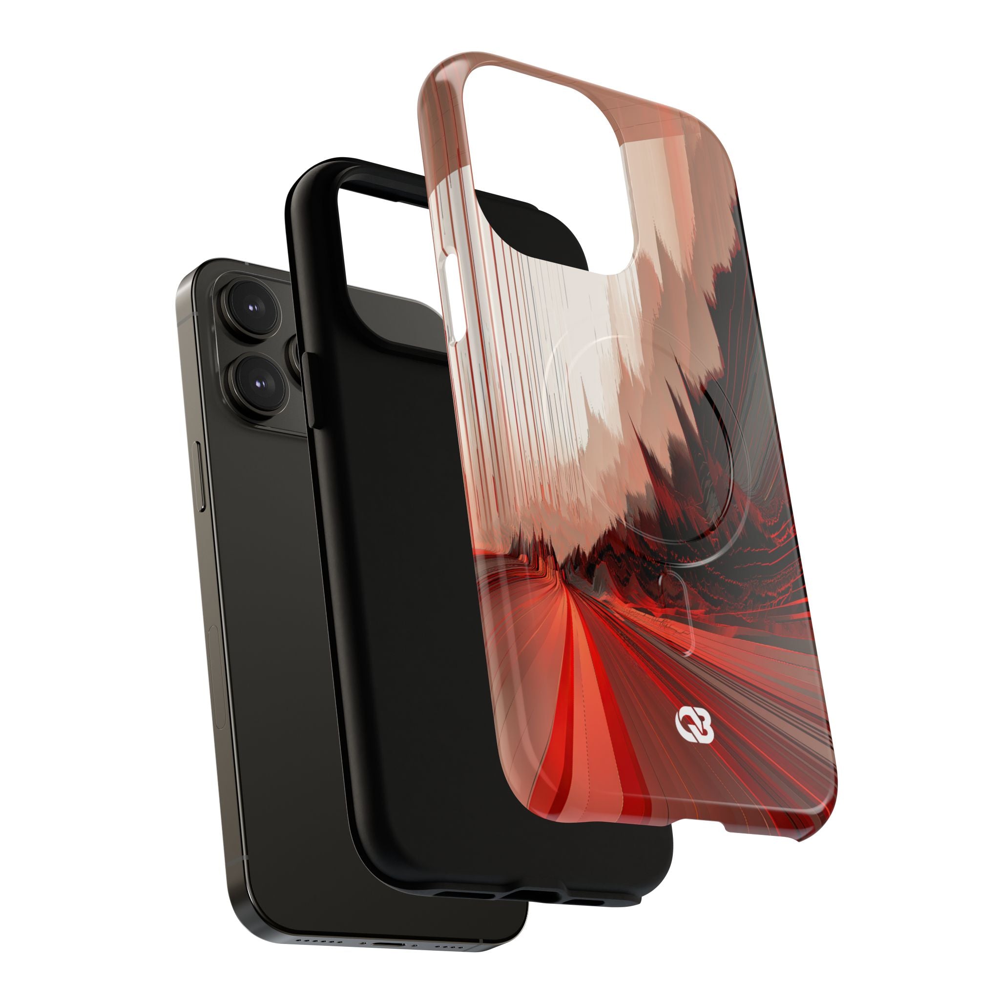 Red Tough 2.0 Magsafe Phone Case for iPhone - Crimson Pulse Horizon