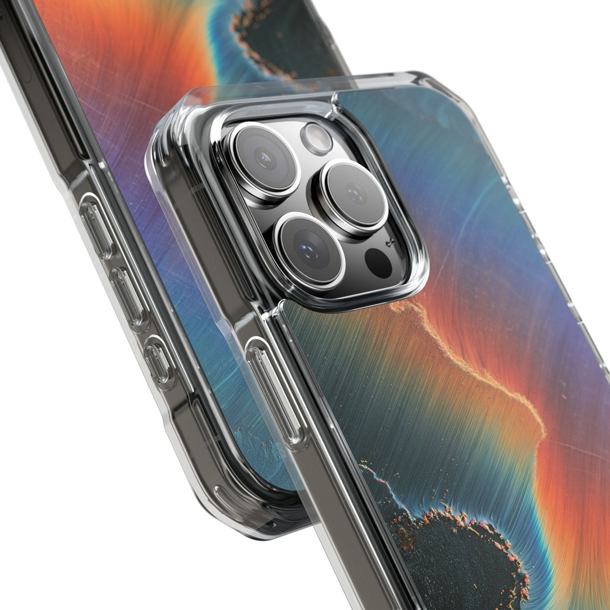 Prismatic Aura Shift · Clear Impact Magnetic Phone Case for iPhone · Blue