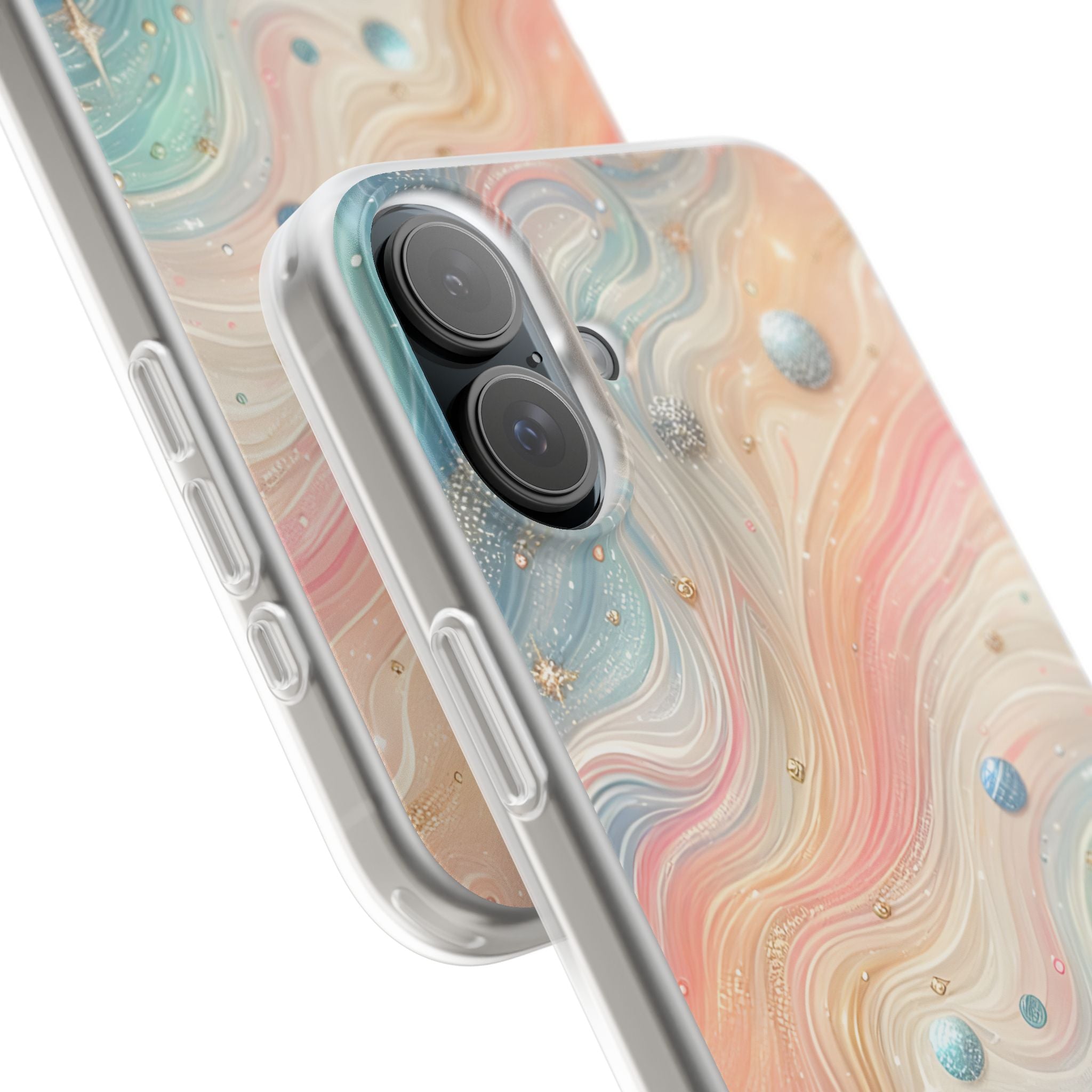 Iridescent Swirls iPhone 16 Plus Skal - Mjukt