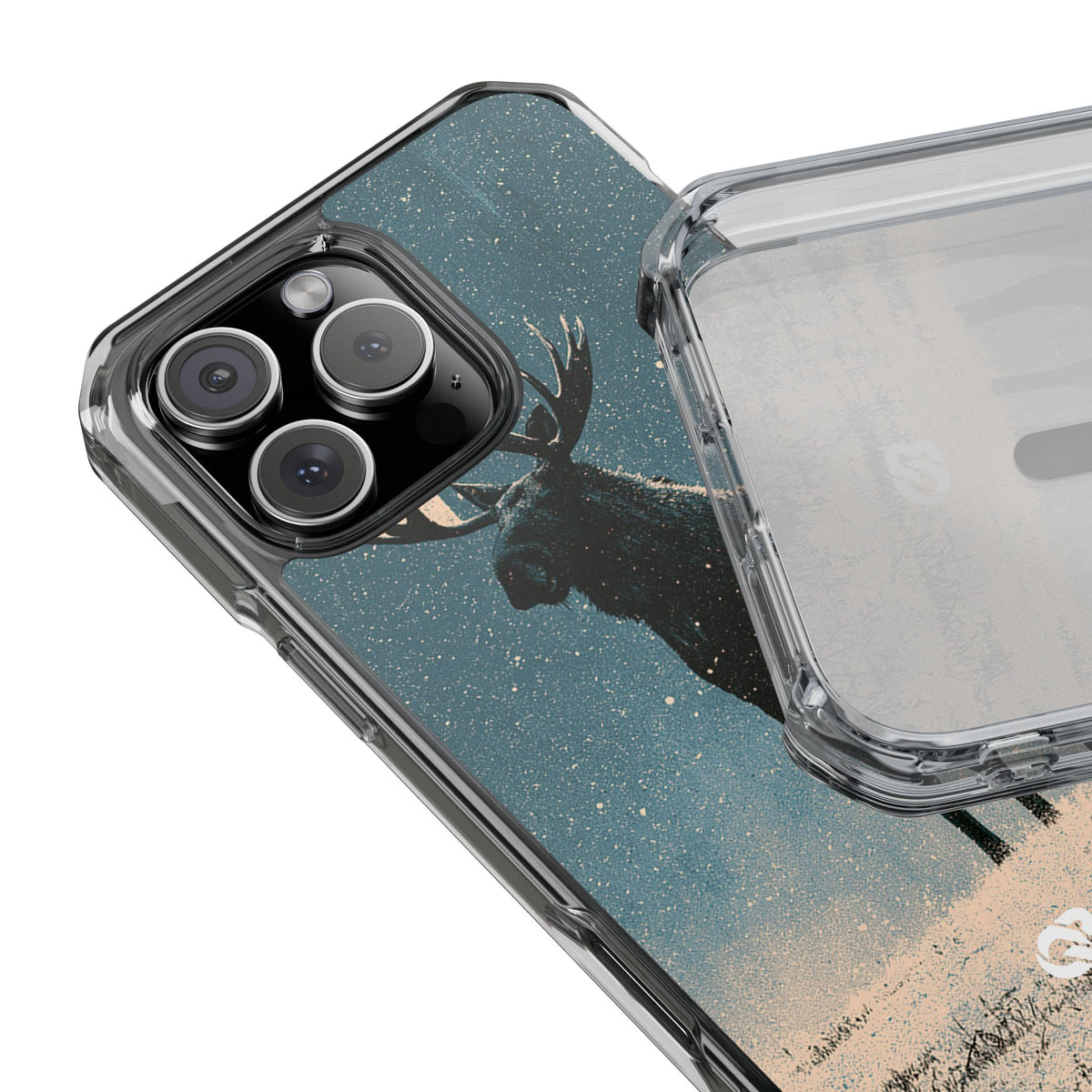 Nordic Boreal Moose · Clear Impact Magnetic Phone Case for iPhone · Blue