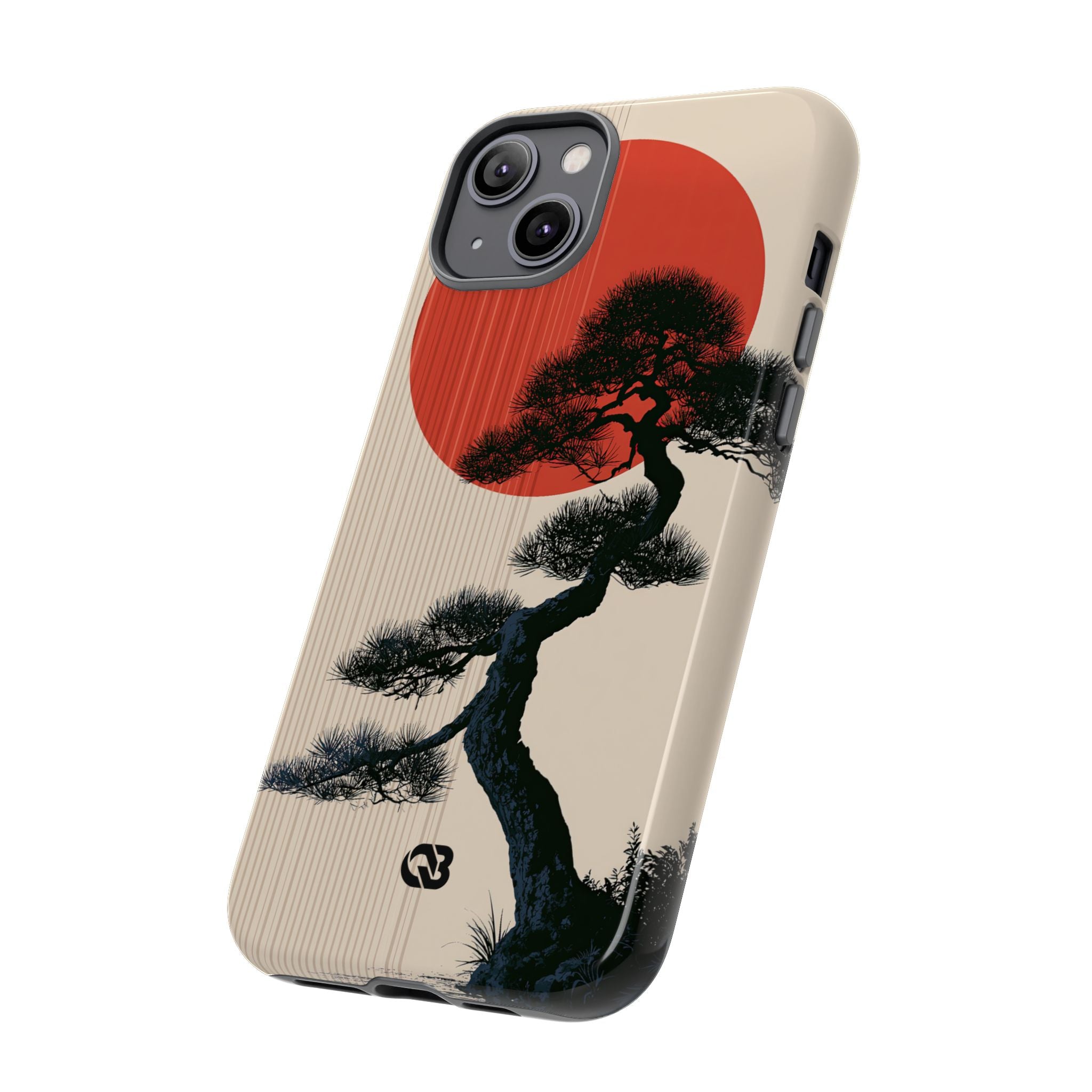 Beige Tough Phone Case for iPhone - Kyoto Crimson Pine