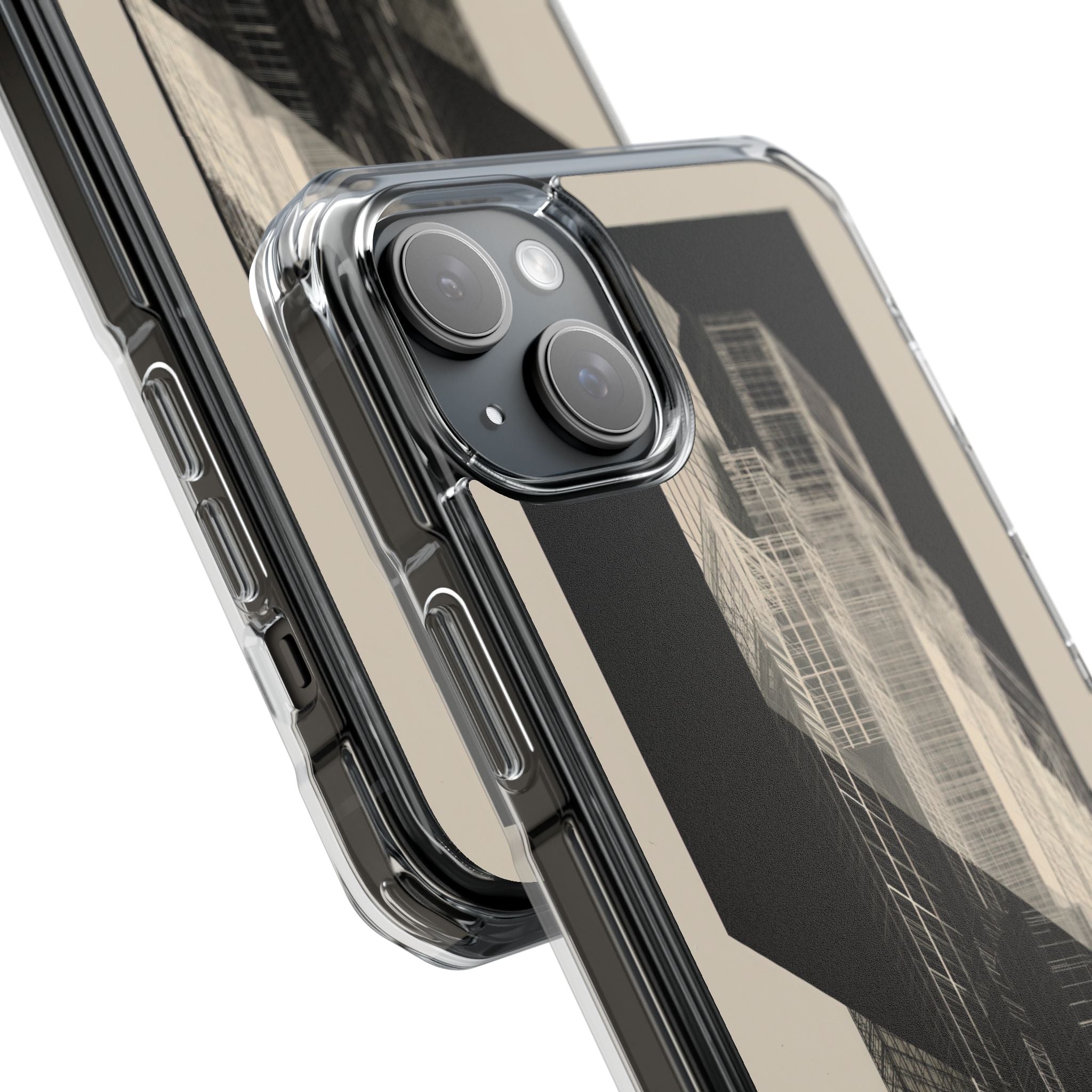 Beige Impact MagSafe Phone Case for iPhone - Monolith Urban Grid