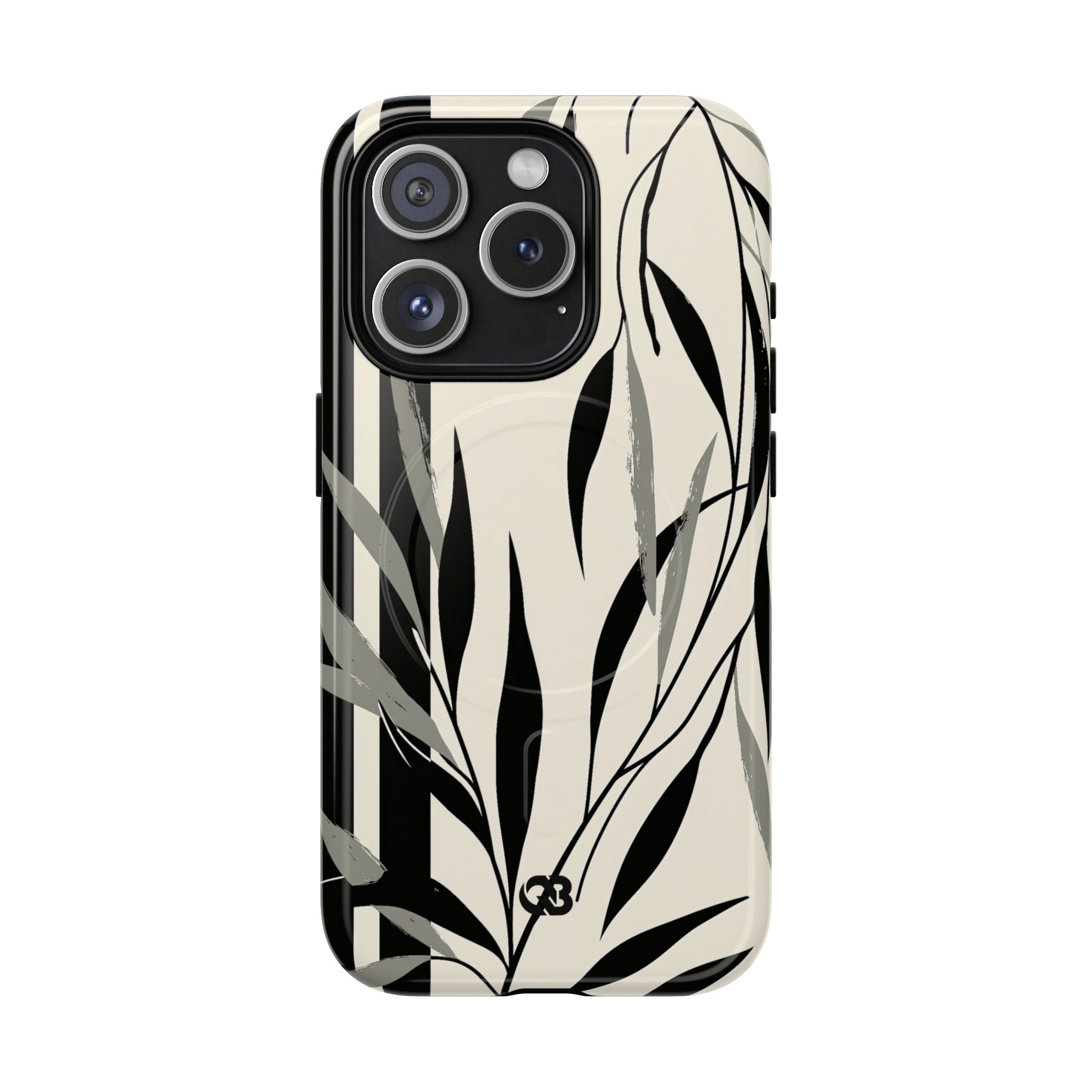 Beige Tough 2.0 Magsafe Phone Case for iPhone - Soot Leaf Sketch
