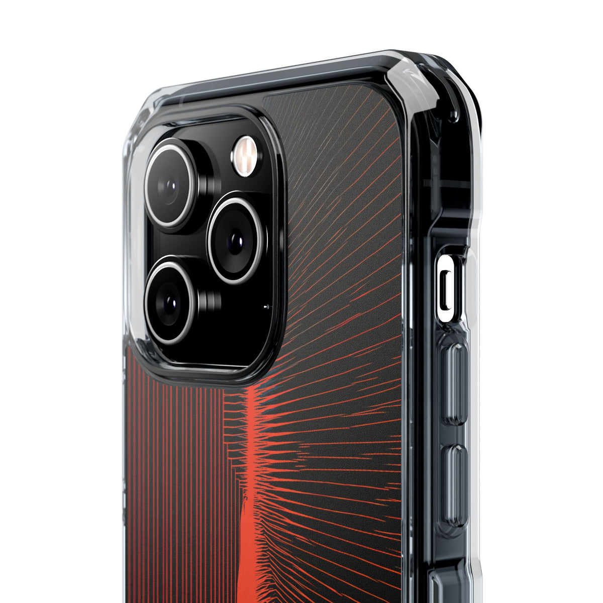 Red Impact MagSafe Phone Case for iPhone - Crimson Frequency Pulse