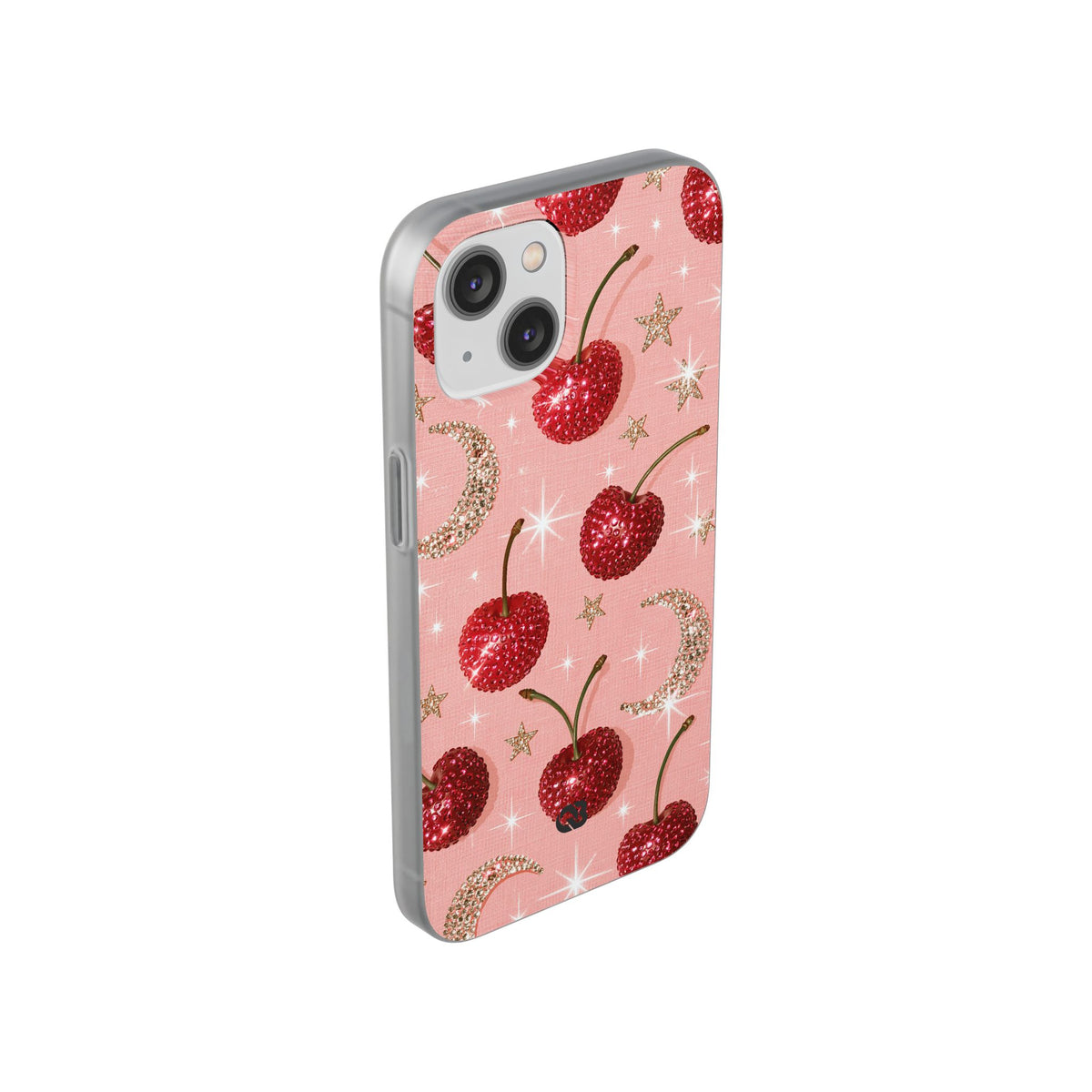 Bedazzled Ruby Cherries · Lite Phone Case for iPhone · Pink