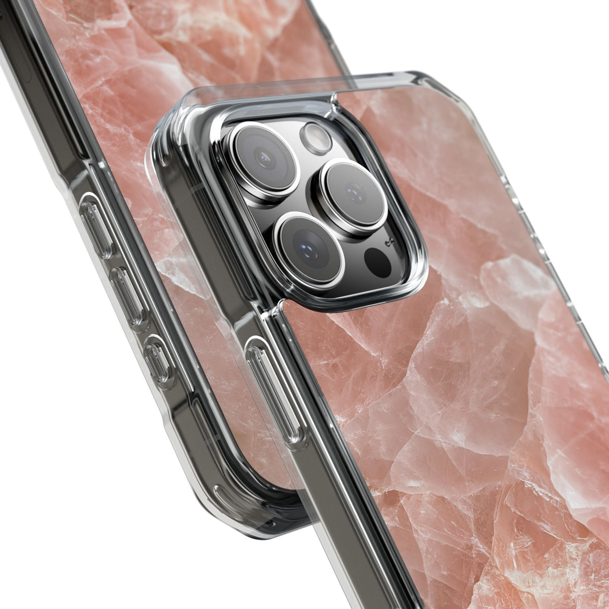 Rose Quartz Facet · Clear Impact Magnetic Phone Case for iPhone · Pink