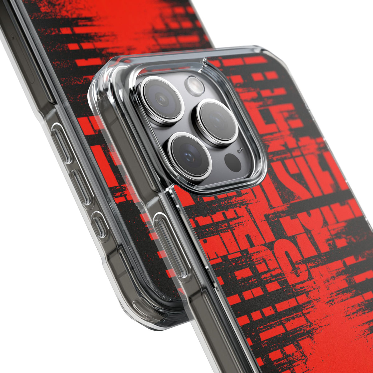 Crimson Redaction · Clear Impact Magnetic Phone Case for iPhone · Black