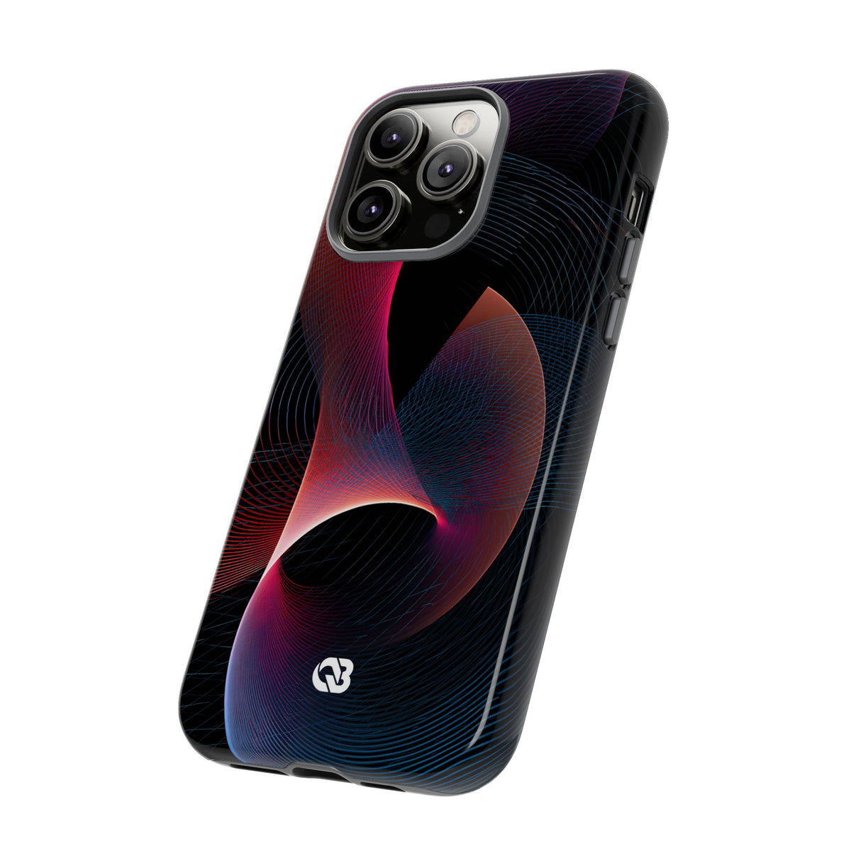 Black Tough Phone Case for iPhone - Cobalt Crimson Flux