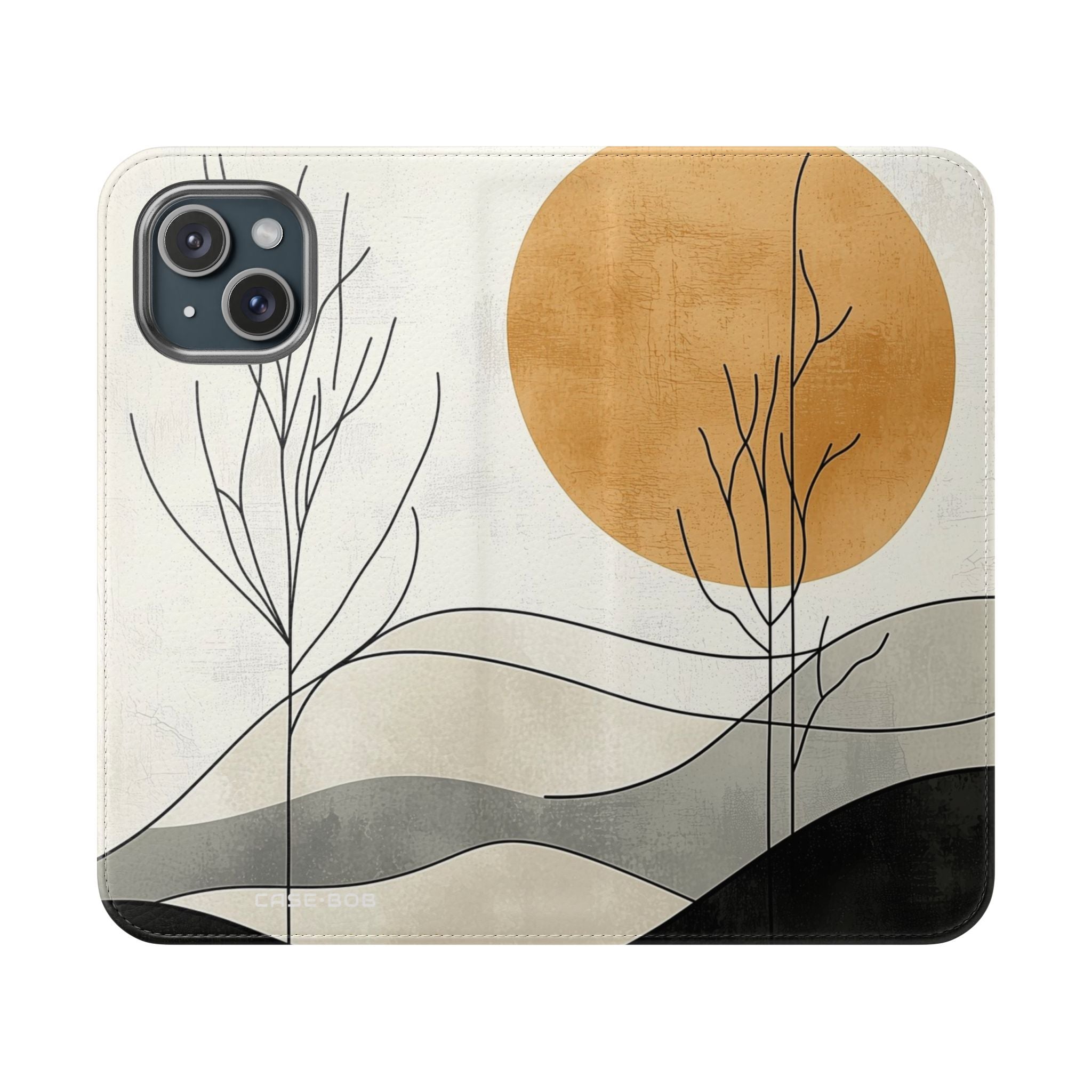 Orange Eclipse Trees - iPhone 15 Case - Wallet