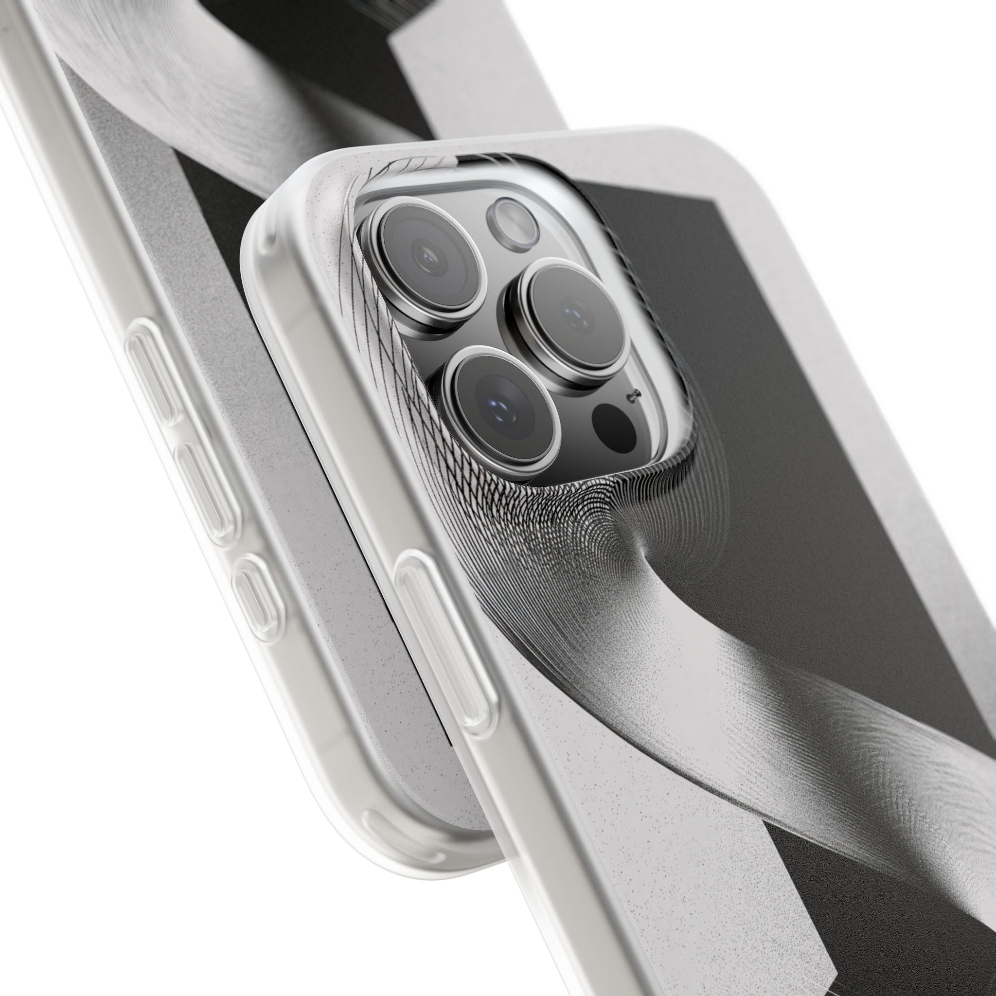 Grey Lite Phone Case for iPhone - Obsidian Moiré Wave
