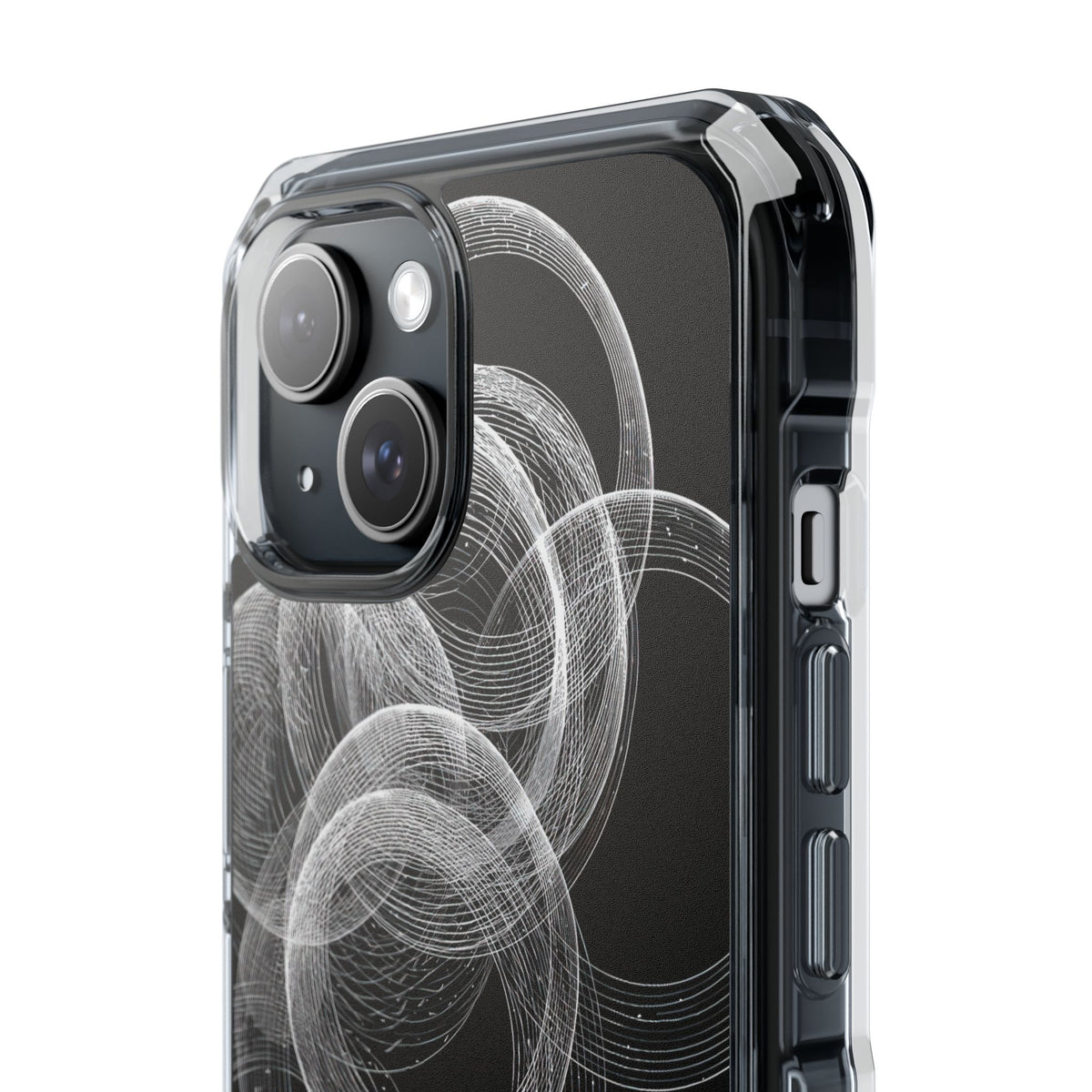 Black Impact MagSafe Phone Case for iPhone - Kinetic Wireframe Orbit