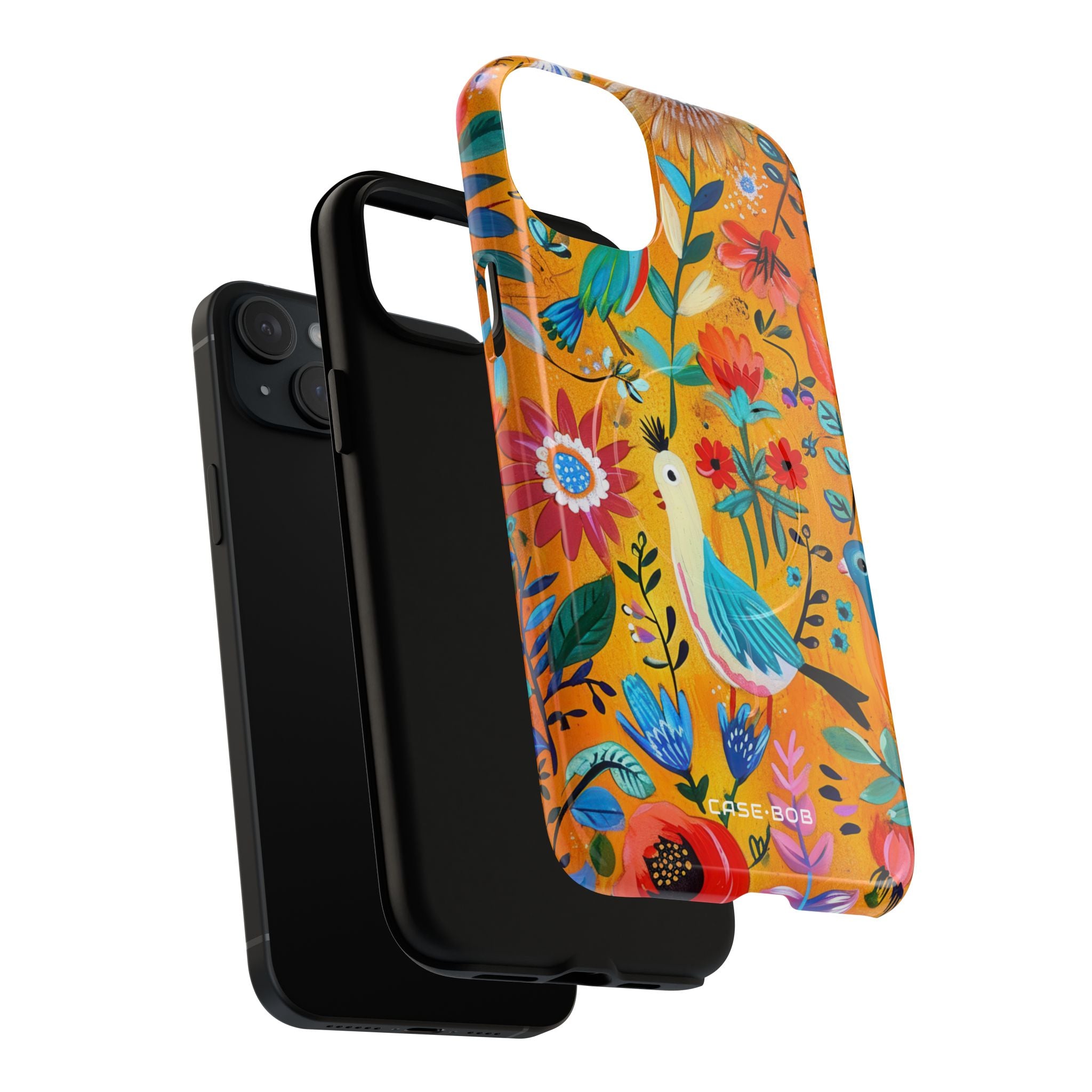 Bunte Vögel Blühen iPhone 15 Plus Case - Tough+