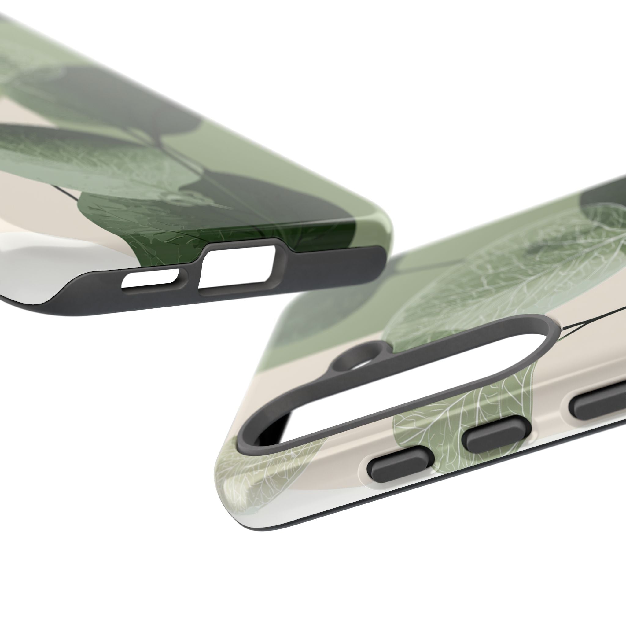 Green Tough Phone Case for Samsung - Sage Leaf Skeletals