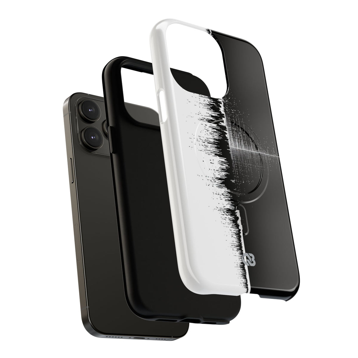 Black Tough 2.0 Magsafe Phone Case for iPhone - Static Signal Split