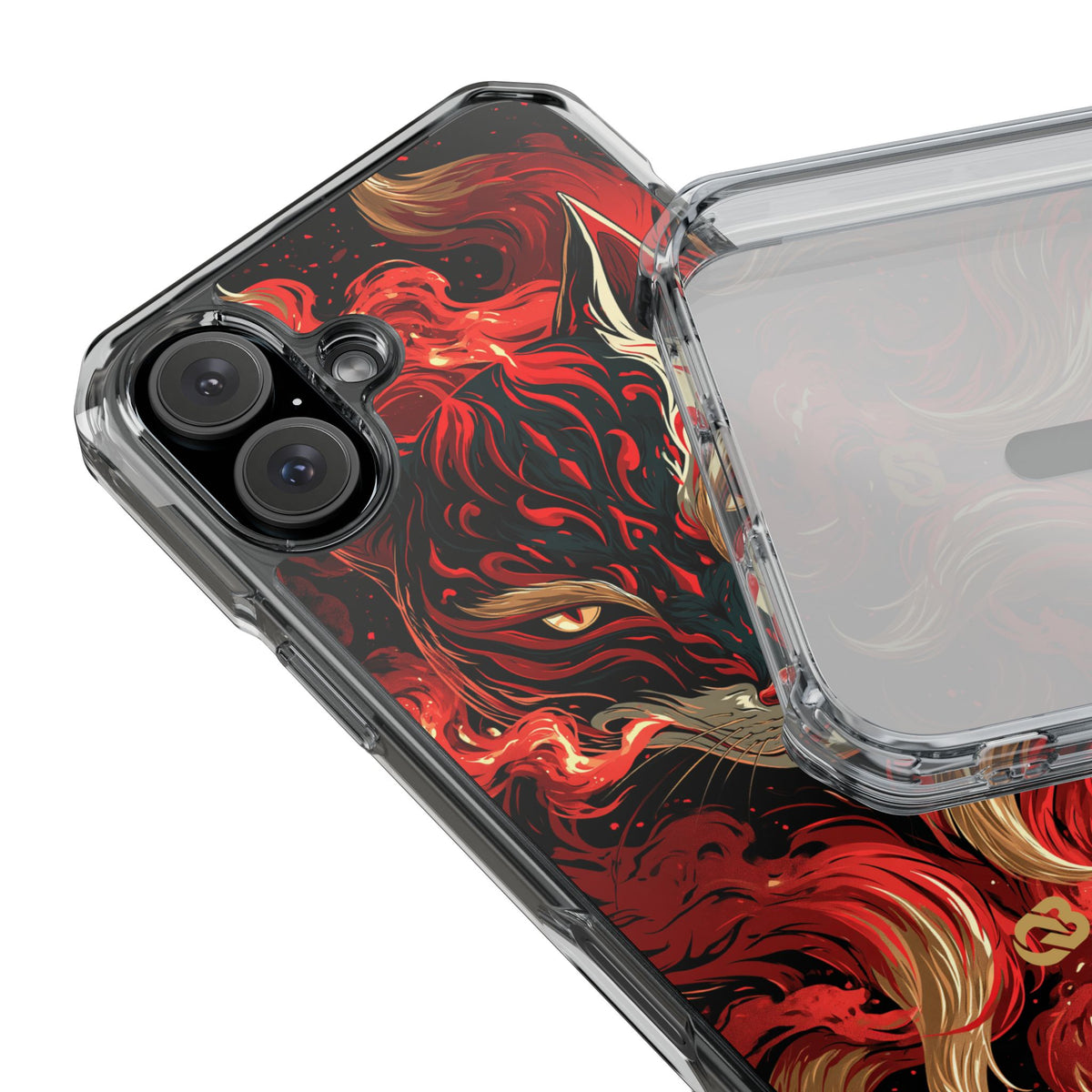 Crimson Kitsune Spirit · Clear Impact Magnetic Phone Case for iPhone · Red