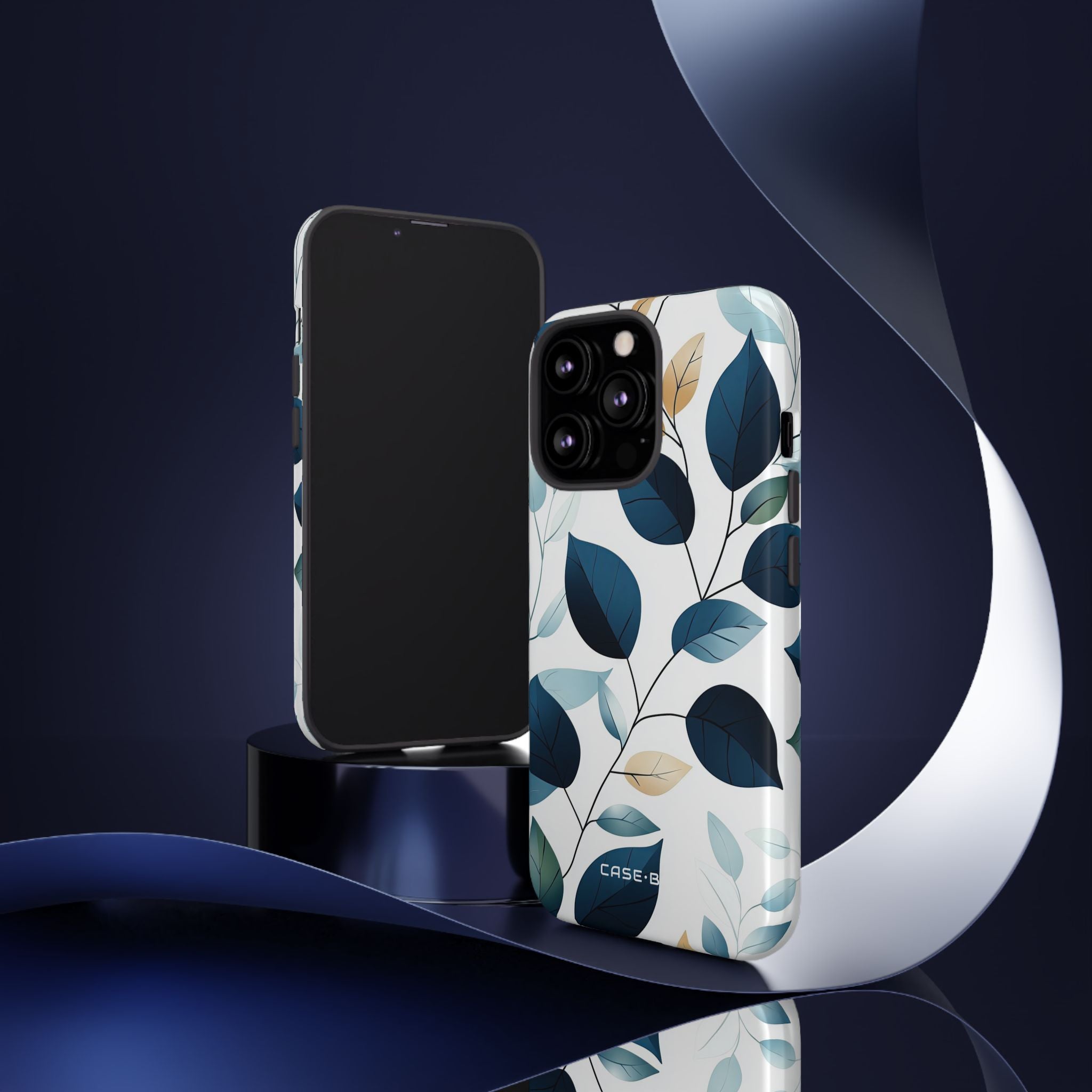 Navy Blattadern iPhone 13 Pro Case - Tough