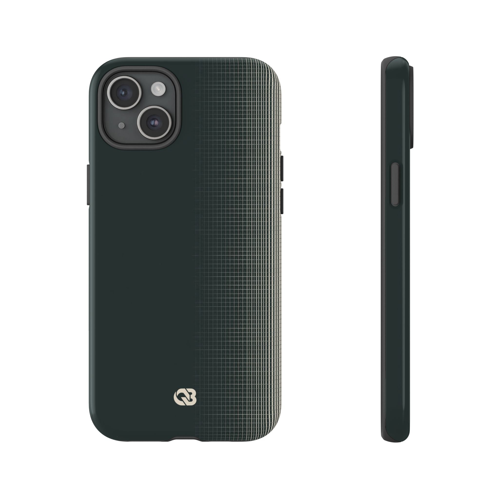 Grey Tough Phone Case for iPhone - Charcoal Tech Grid
