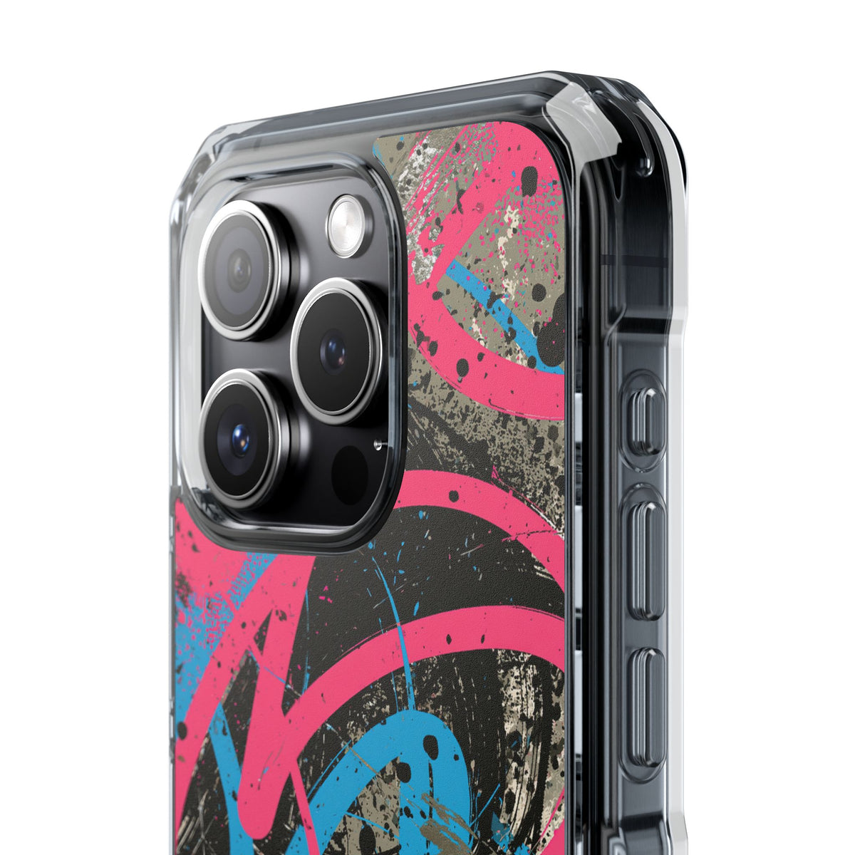 Cyber Splatter Flow · Clear Impact Magnetic Phone Case for iPhone · Pink
