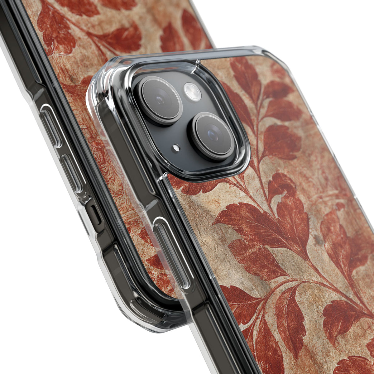 Terracotta Botanical Fresco · Clear Impact Magnetic Phone Case for iPhone · Red