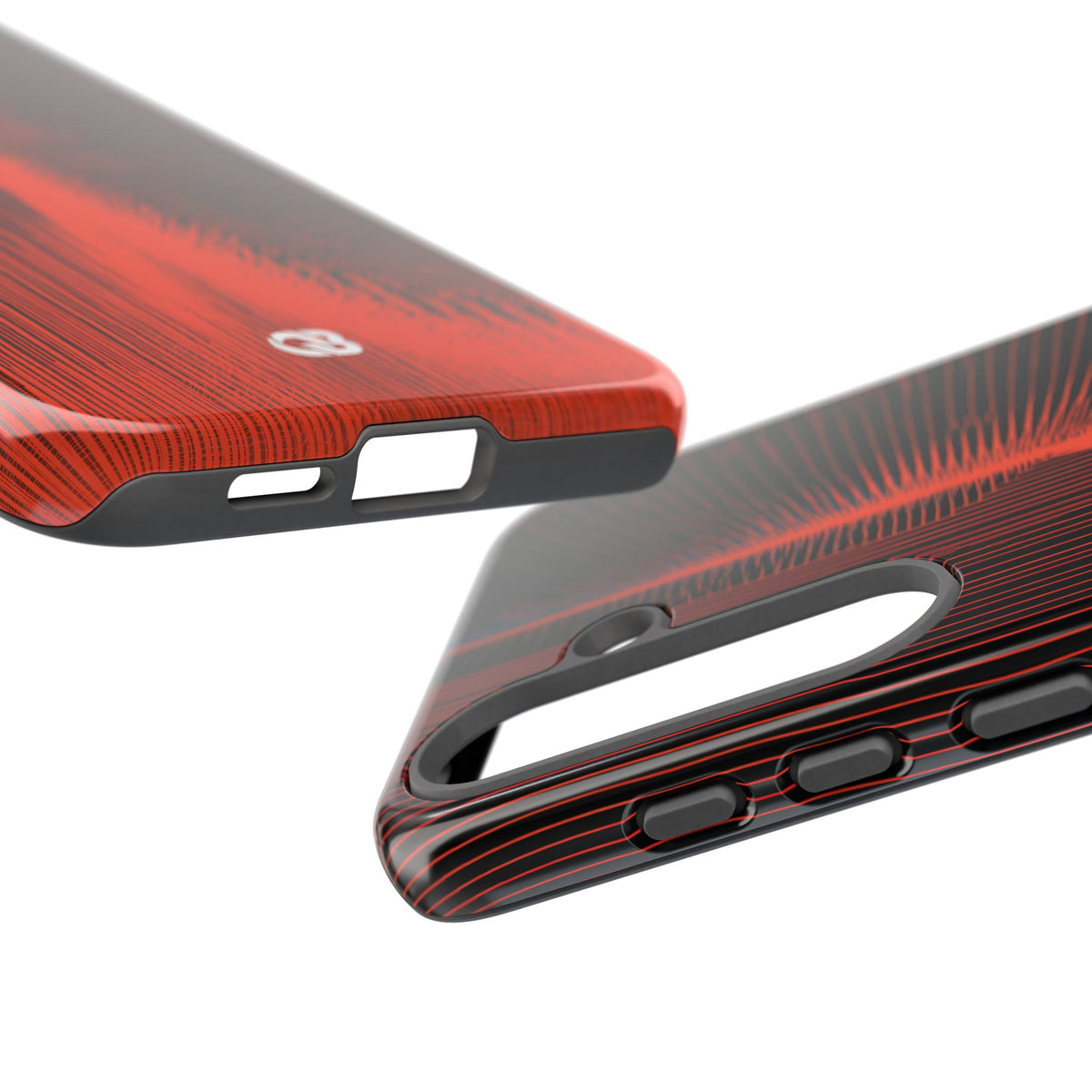 Red Tough Phone Case for Samsung - Crimson Frequency Pulse