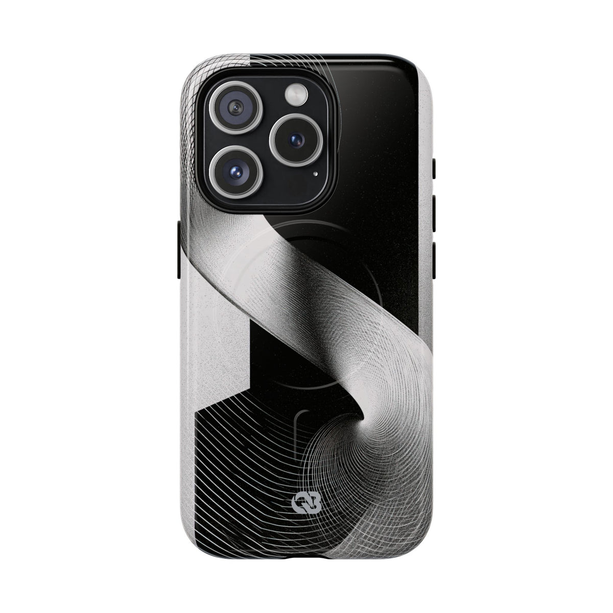 Grey Tough 2.0 Magsafe Phone Case for iPhone - Obsidian Moiré Wave