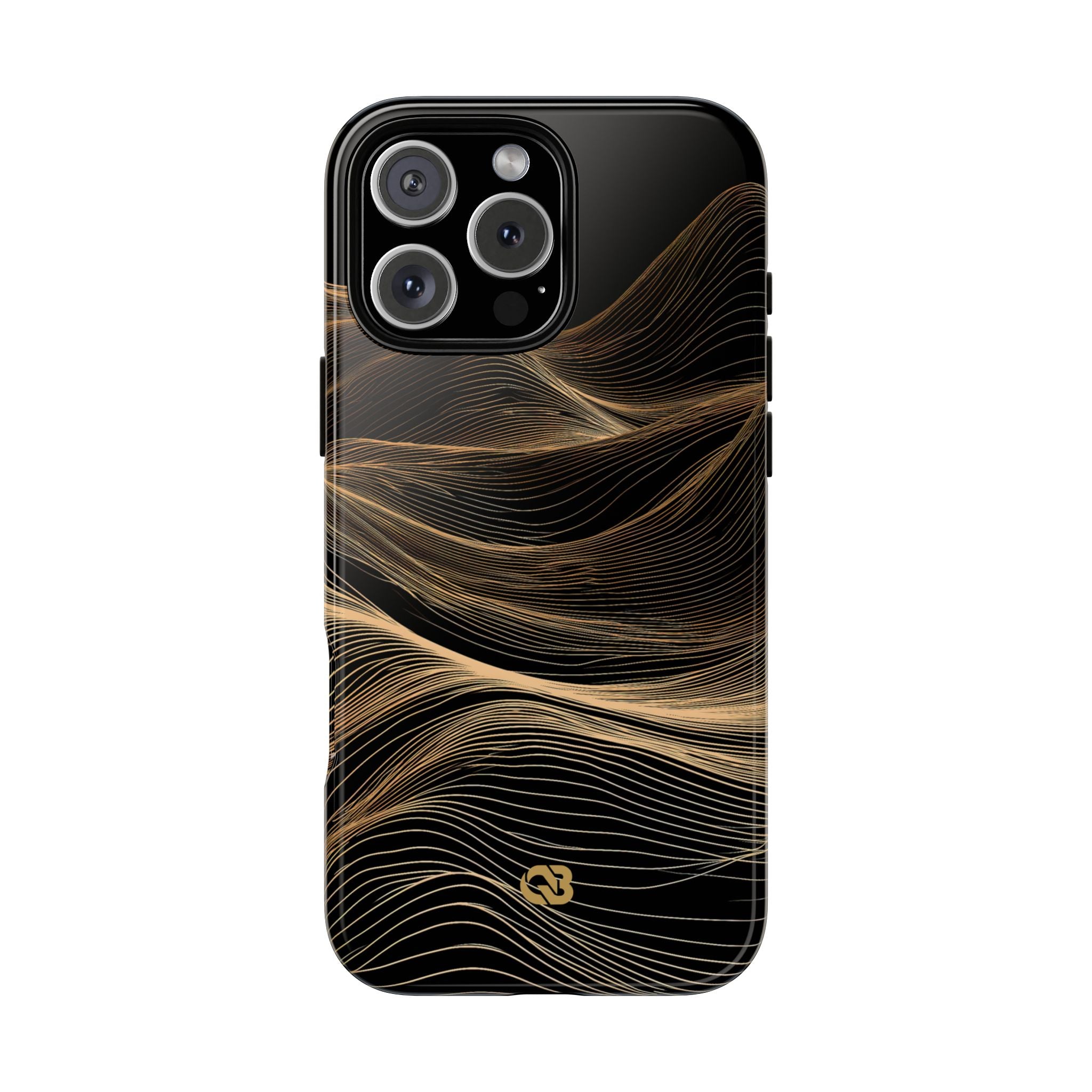 Black Tough Phone Case for iPhone - Copper Topo Ridge