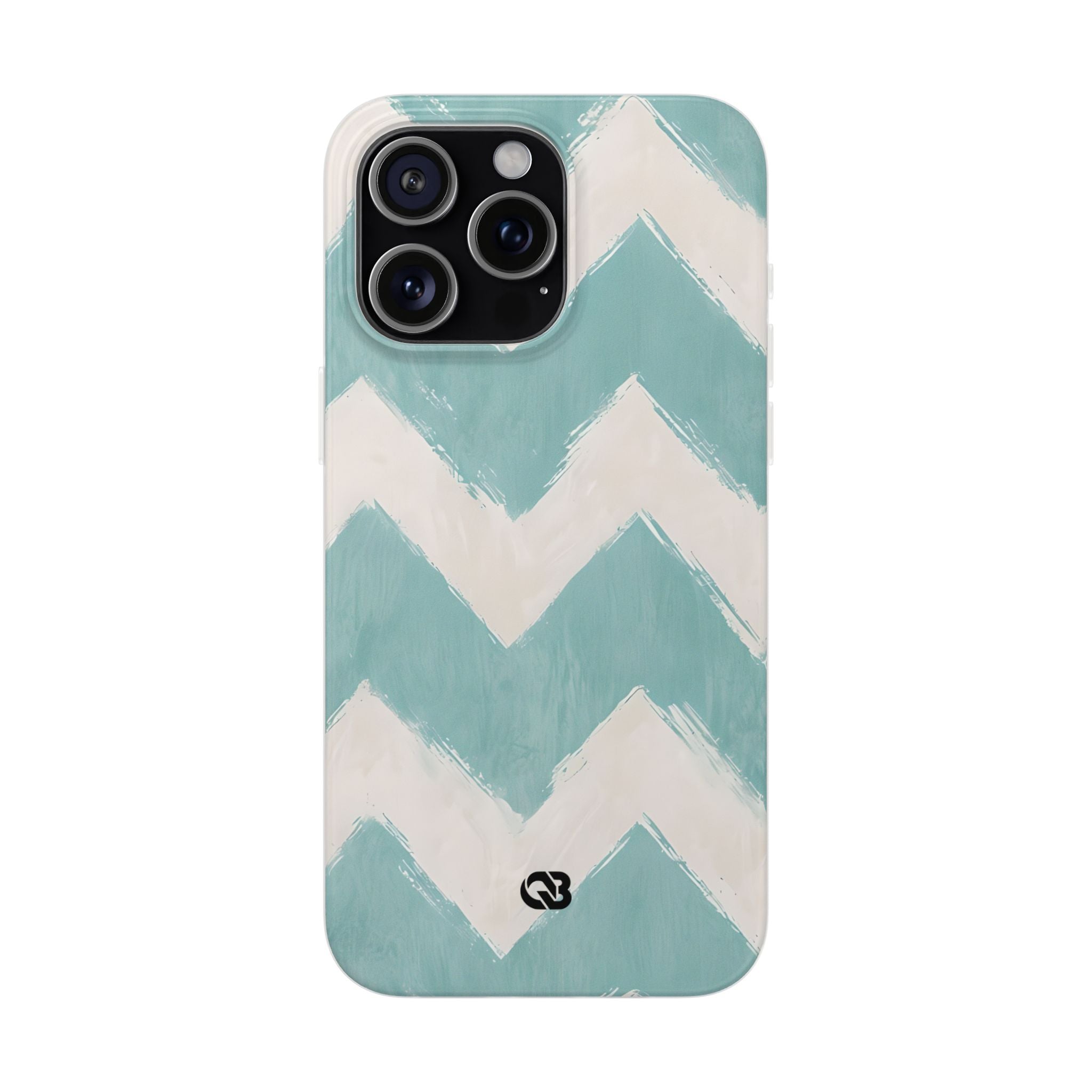 Teal Painted Chevron · Soft Phone Case for iPhone