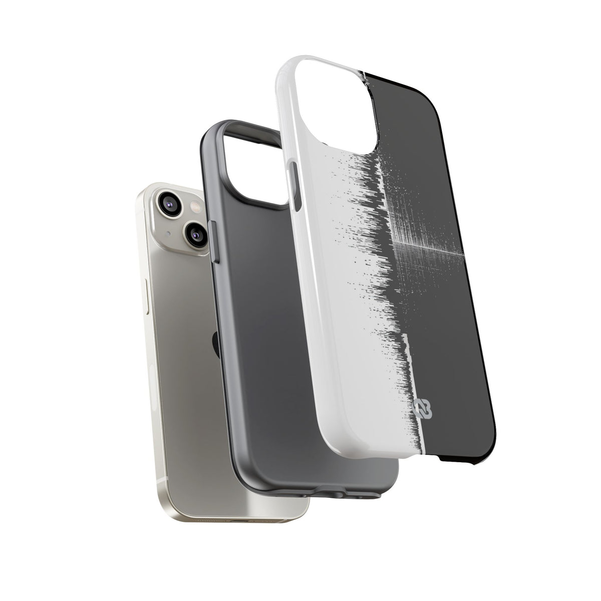 Black Tough Phone Case for iPhone - Static Signal Split