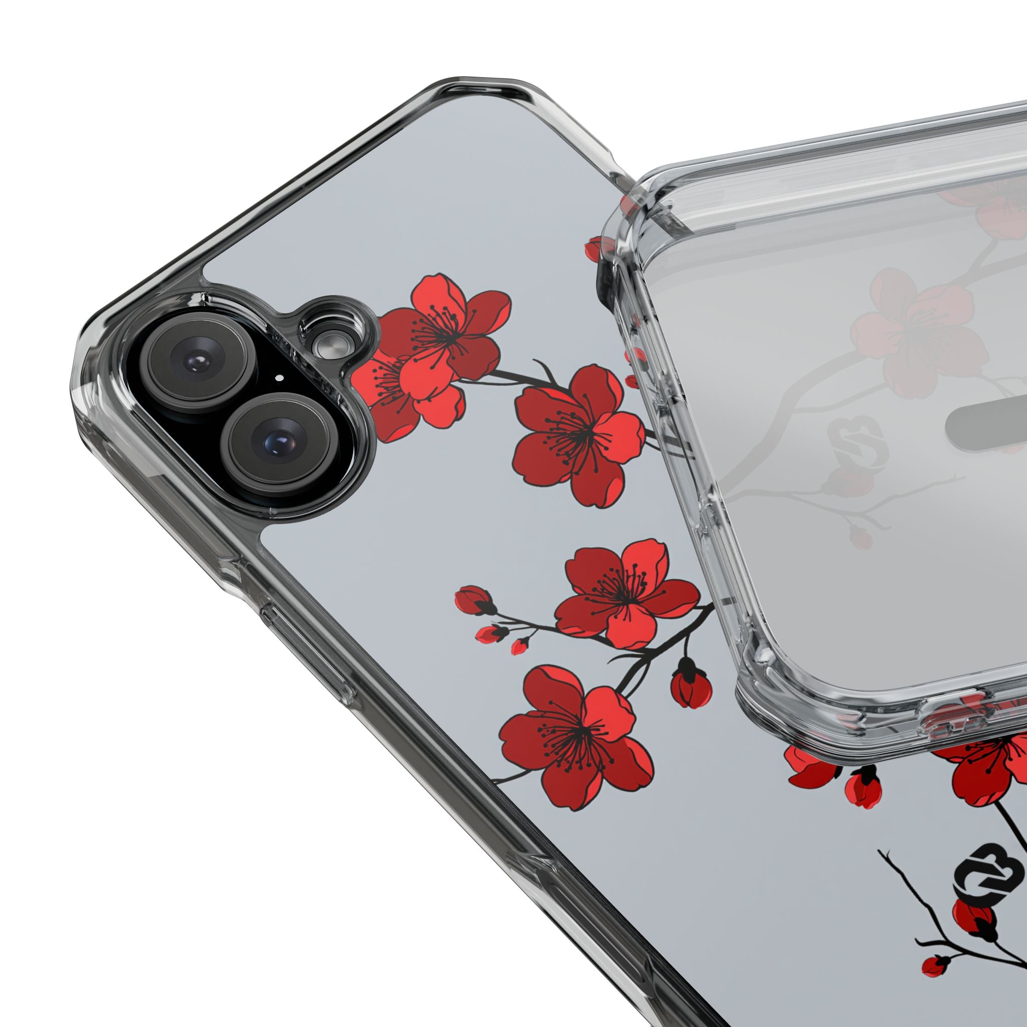 Grey Impact MagSafe Phone Case for iPhone - Crimson Blossom Onyx