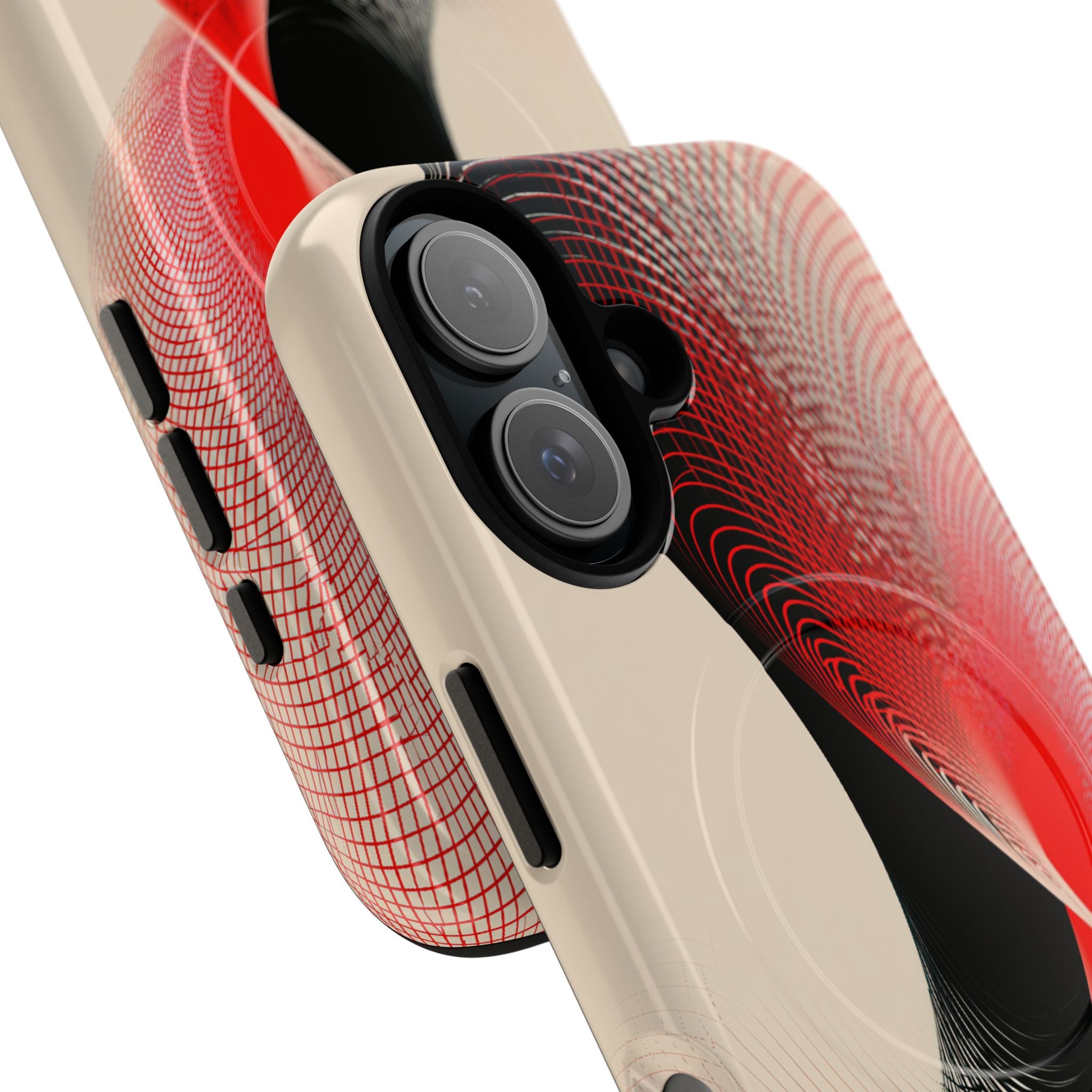 Red Tough 2.0 Magsafe Phone Case for iPhone - Scarlet Wireframe Helix