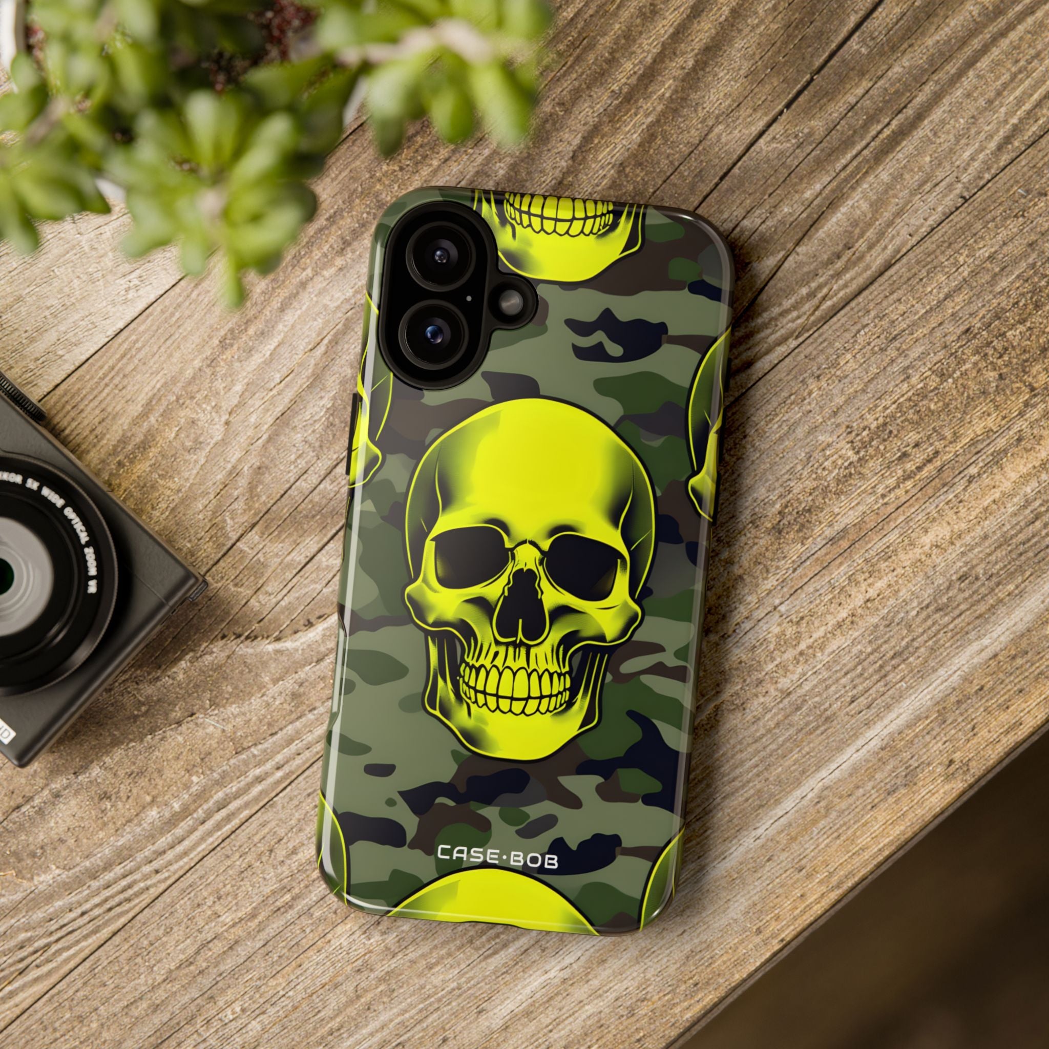 Neon Skull Camo iPhone 16 Plus Case - Tough