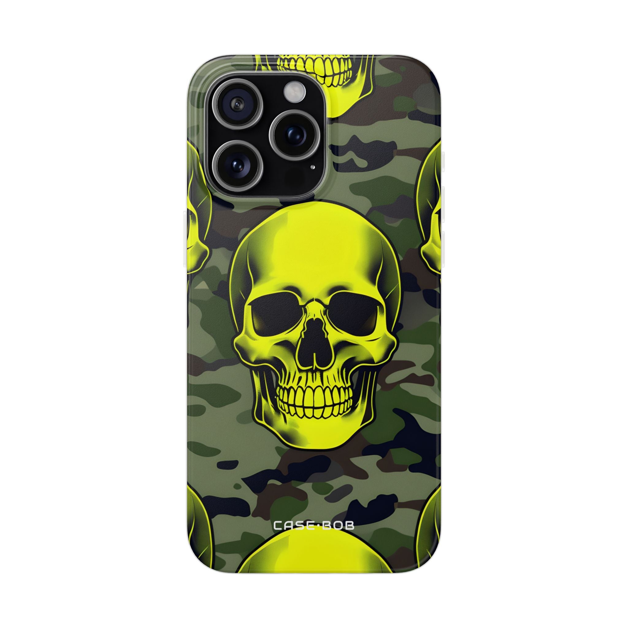 Neon Schädel Camo iPhone 15 Pro Max Case - Soft