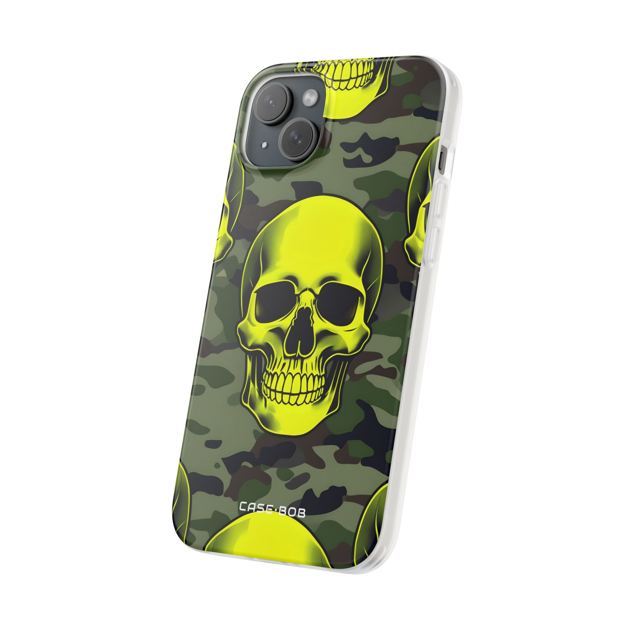 Neon Skull Camo iPhone 15 Plus Case - Soft