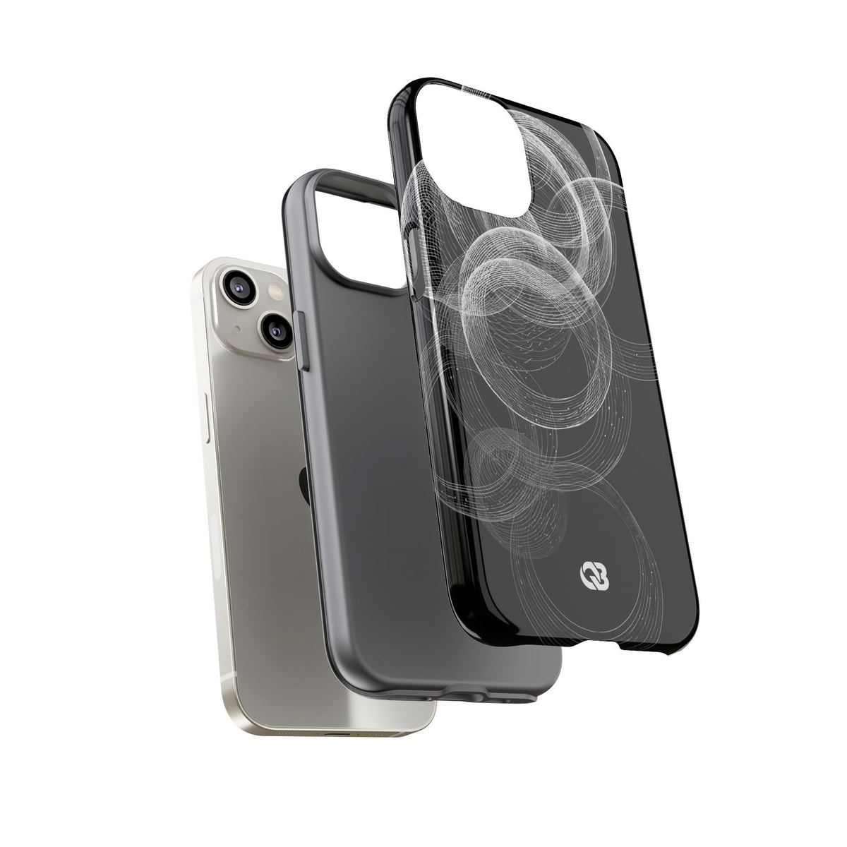Black Tough Phone Case for iPhone - Kinetic Wireframe Orbit