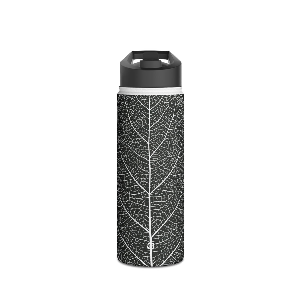 Monochrome Leaf Skeleton · Insulated Water Bottle · Black