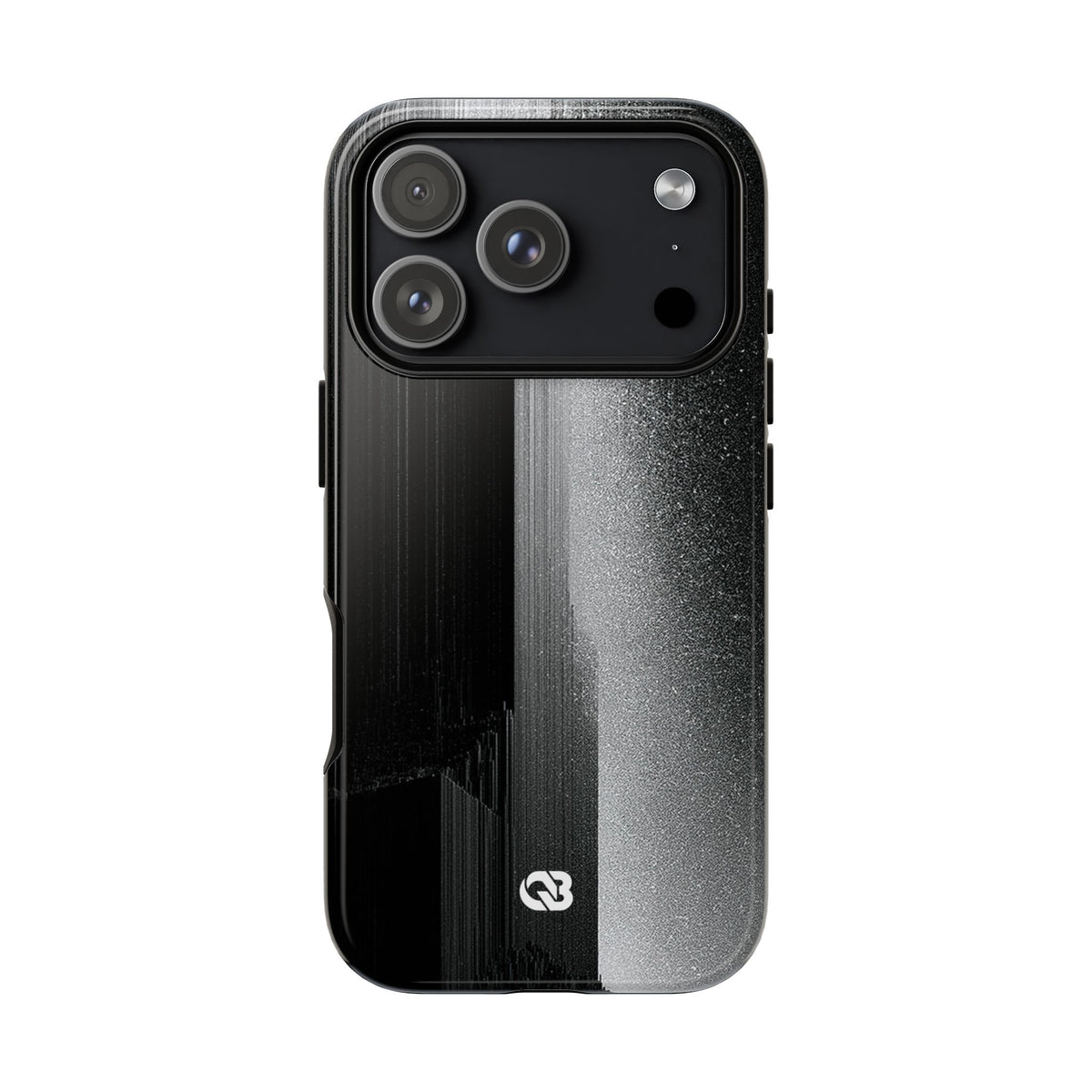 Black Tough Phone Case for iPhone - Brutalist Pixel Monolith