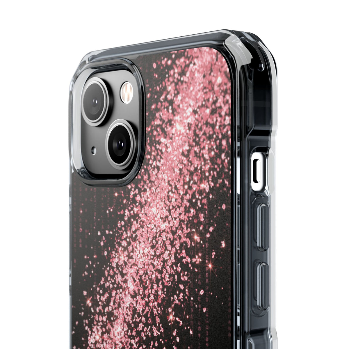 Rose Digital Cascade · Clear Impact Magnetic Phone Case for iPhone · Pink