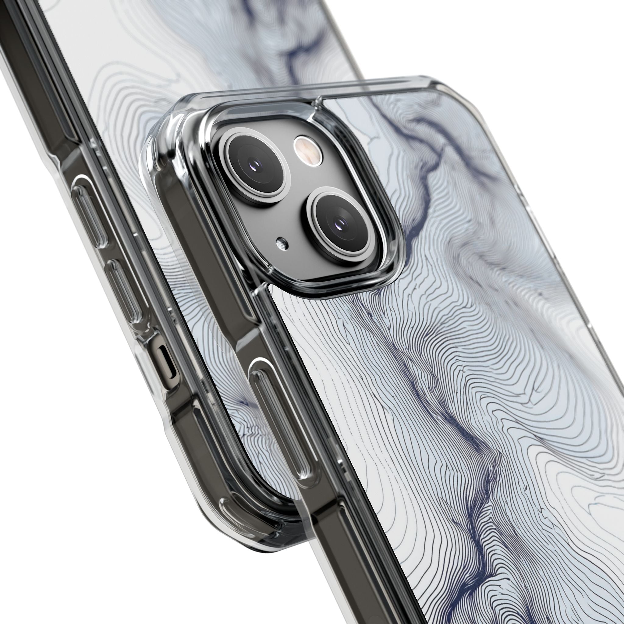 White Impact MagSafe Phone Case for iPhone - Nordic Ridge Topo