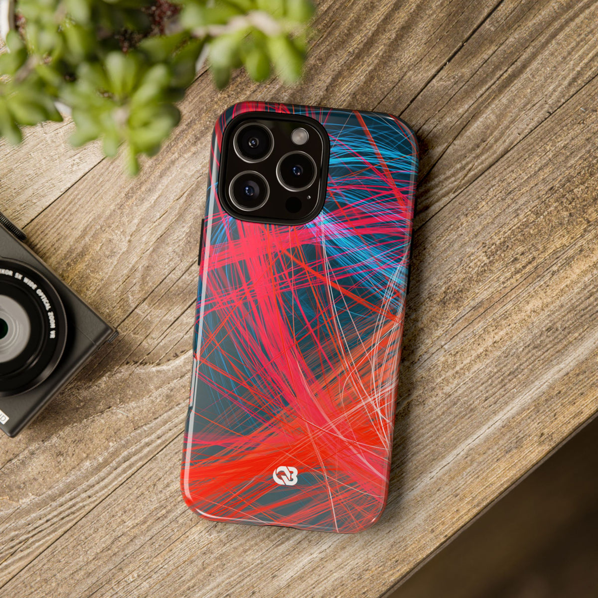 Neon Fiber Stream · Tough Phone Case for iPhone · Red