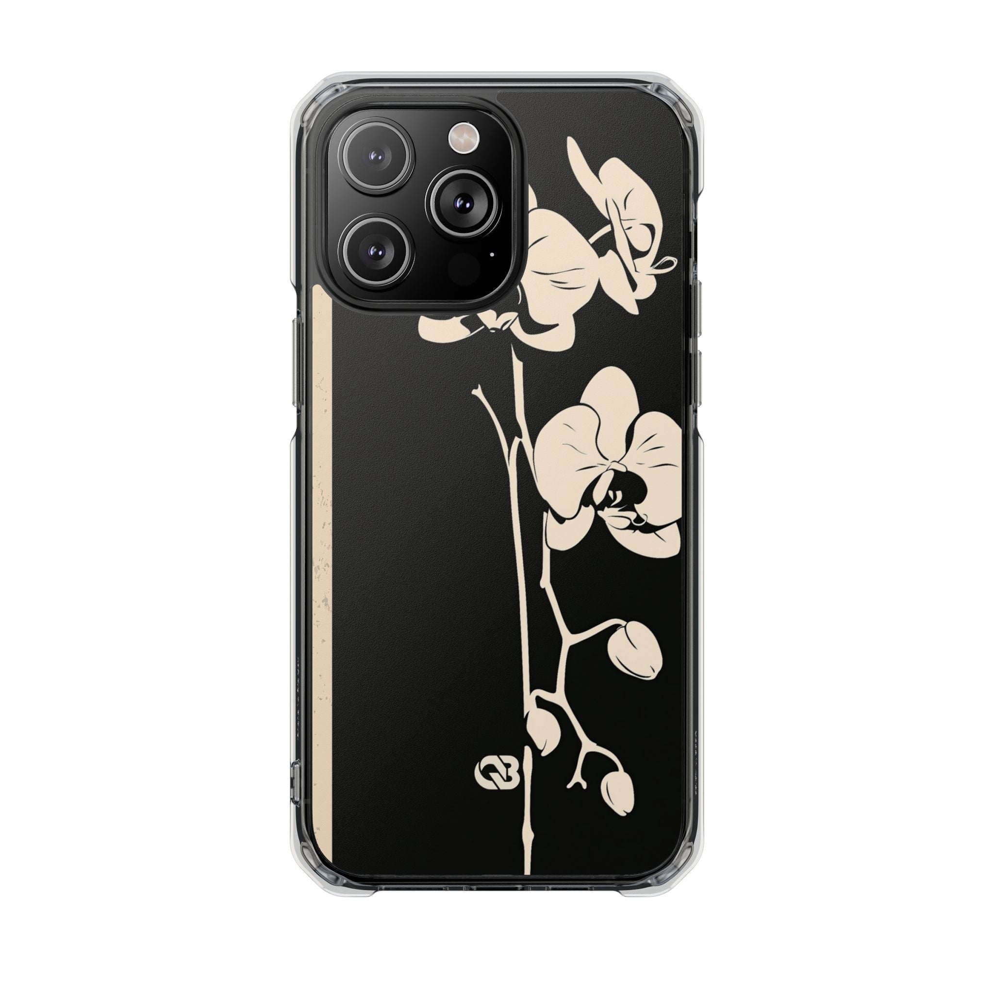 Black Impact MagSafe Phone Case for iPhone - Obsidian Bone Orchid