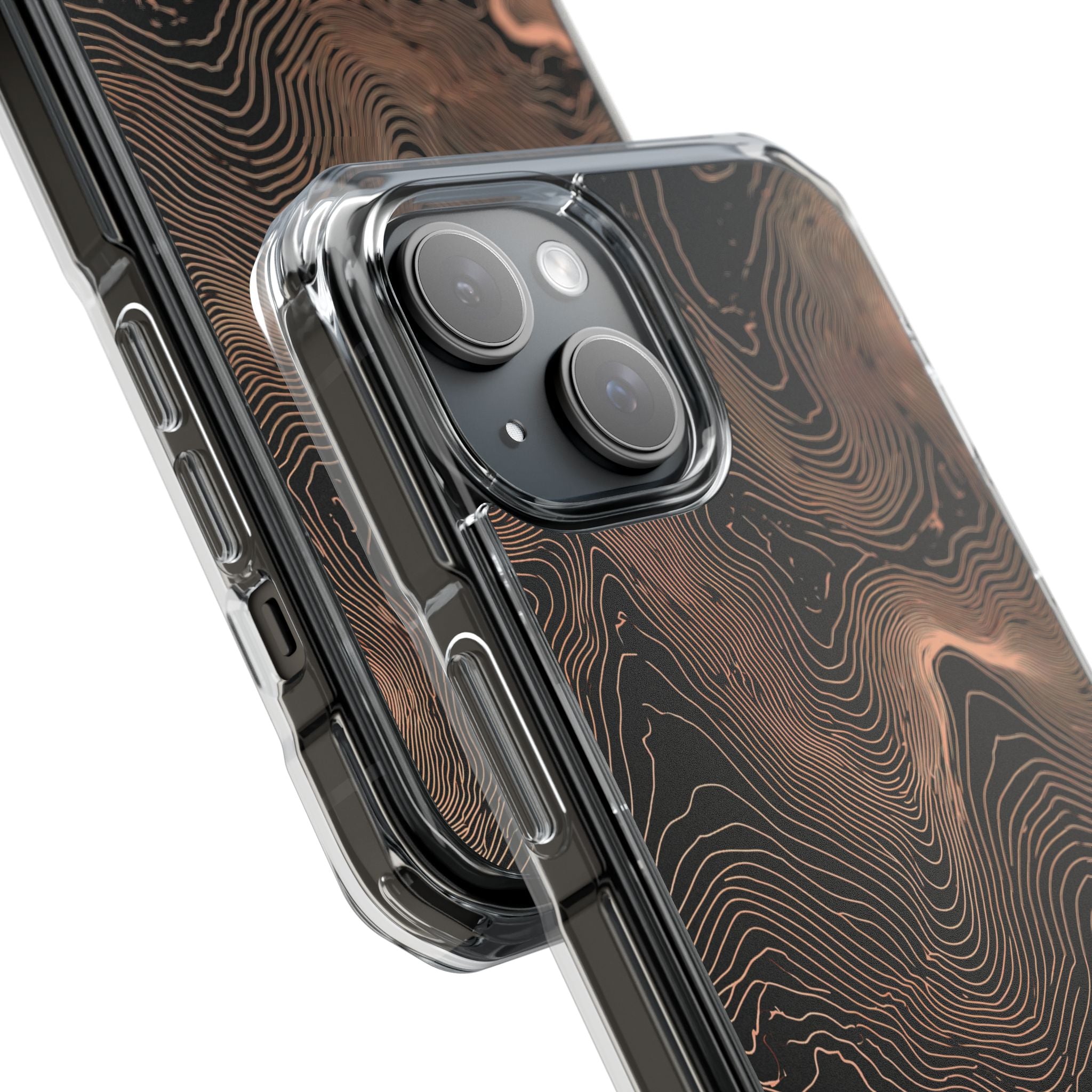 Orange Impact MagSafe Phone Case for iPhone - Salmon Ridge Topo