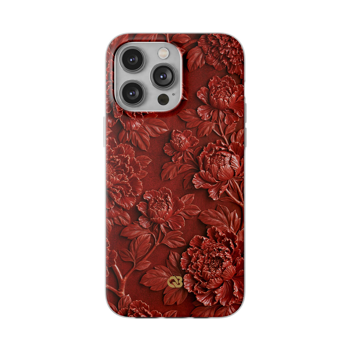 Cinnabar Peony Relief · Lite Phone Case for iPhone · Red