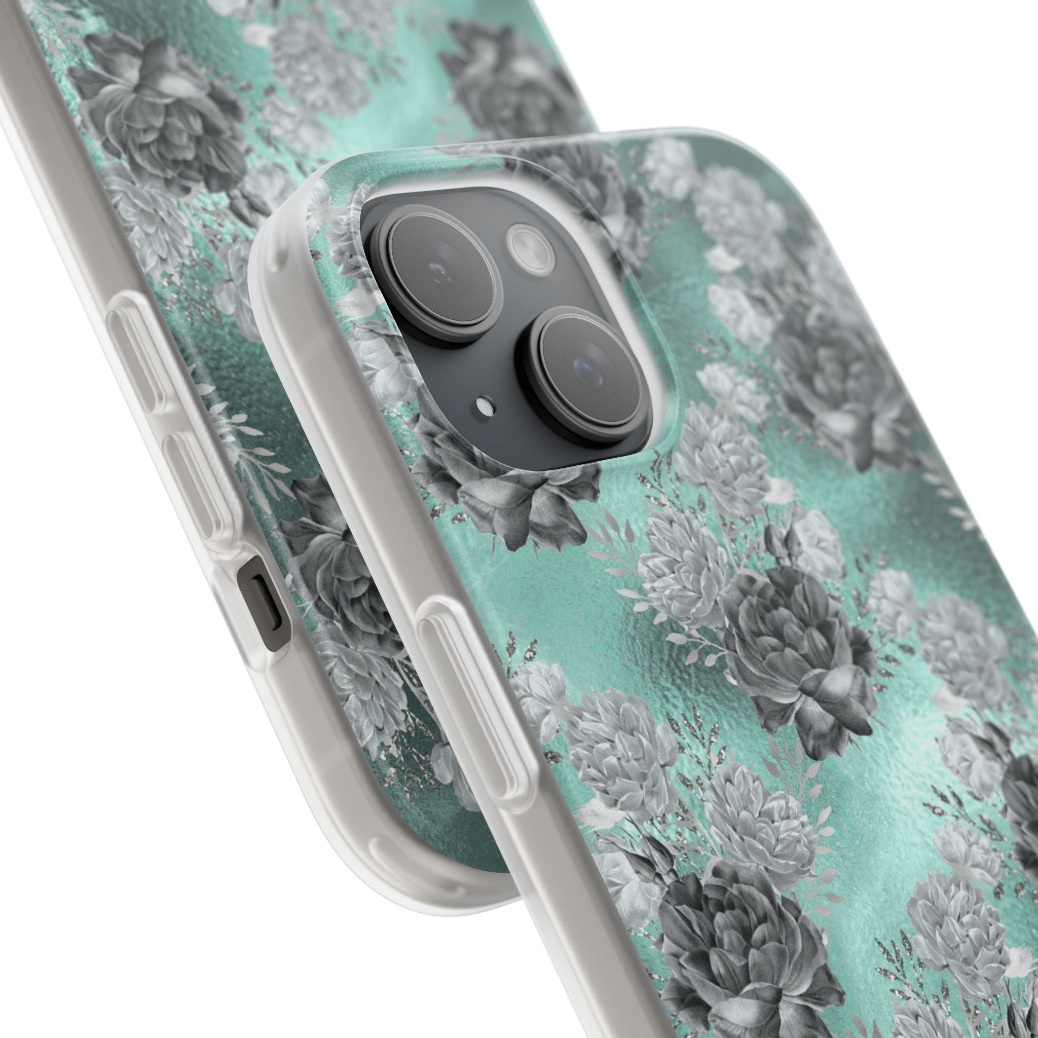 Frost Mint Floral · Soft Handyhülle für iPhone