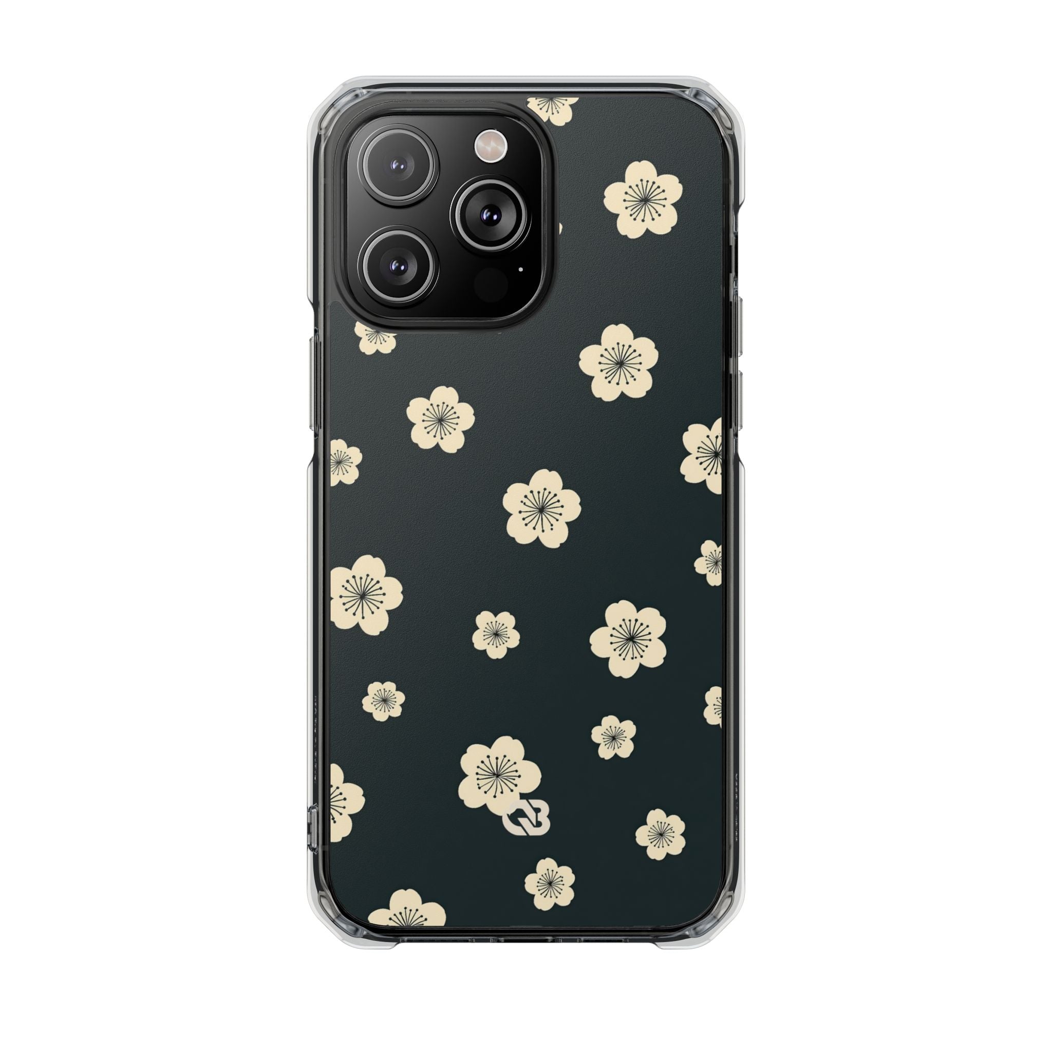 Teal Impact MagSafe Phone Case for iPhone - Obsidian Cream Petals