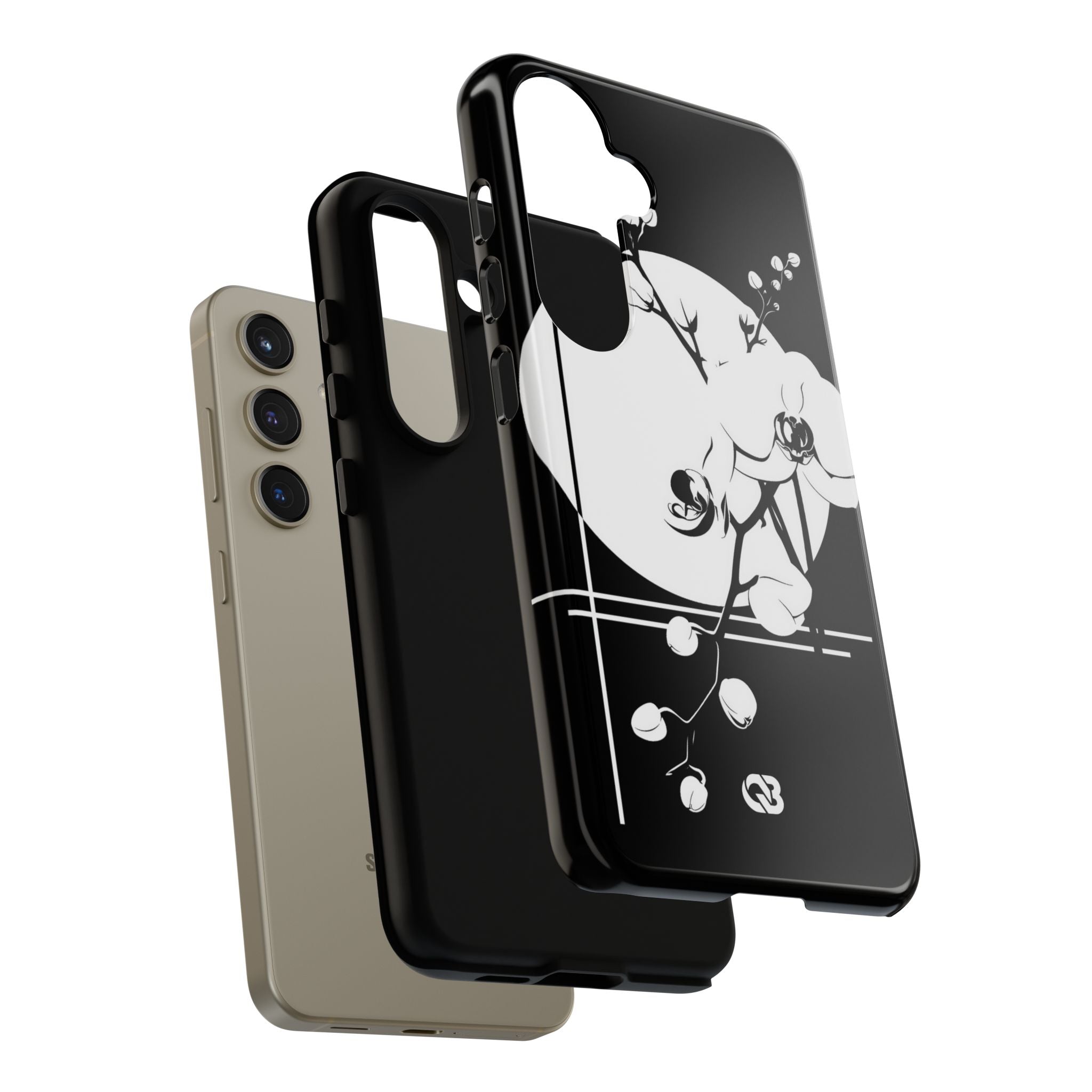 Black Tough Phone Case for Samsung - Lunar Orchid Grid