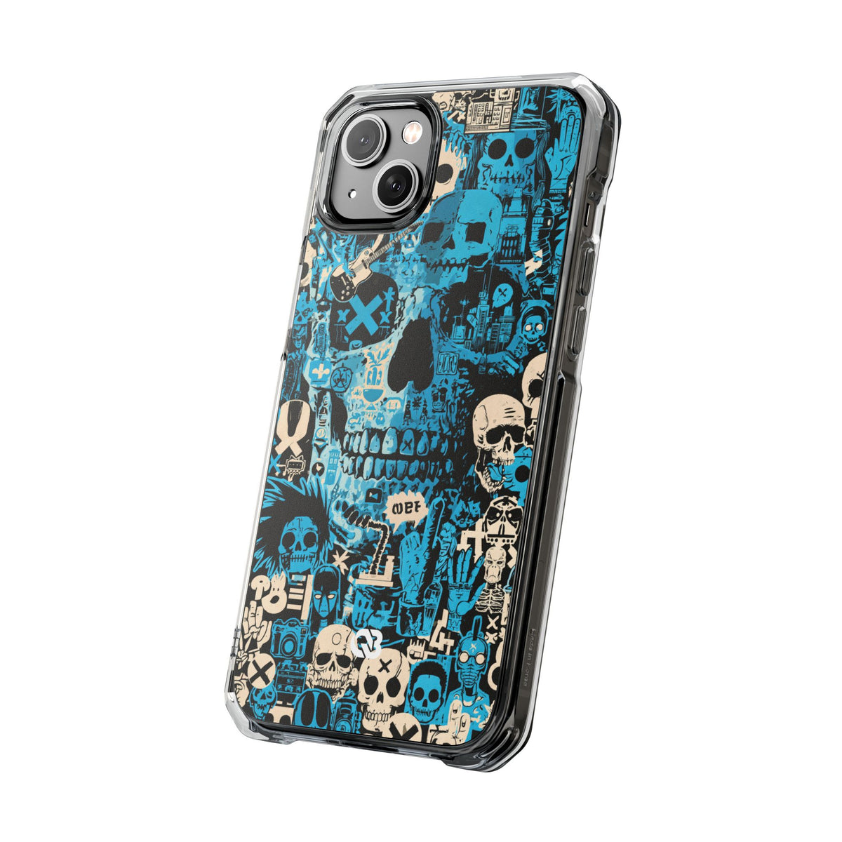 Electric Skull Graffiti · Clear Impact Magnetic Phone Case for iPhone · Blue